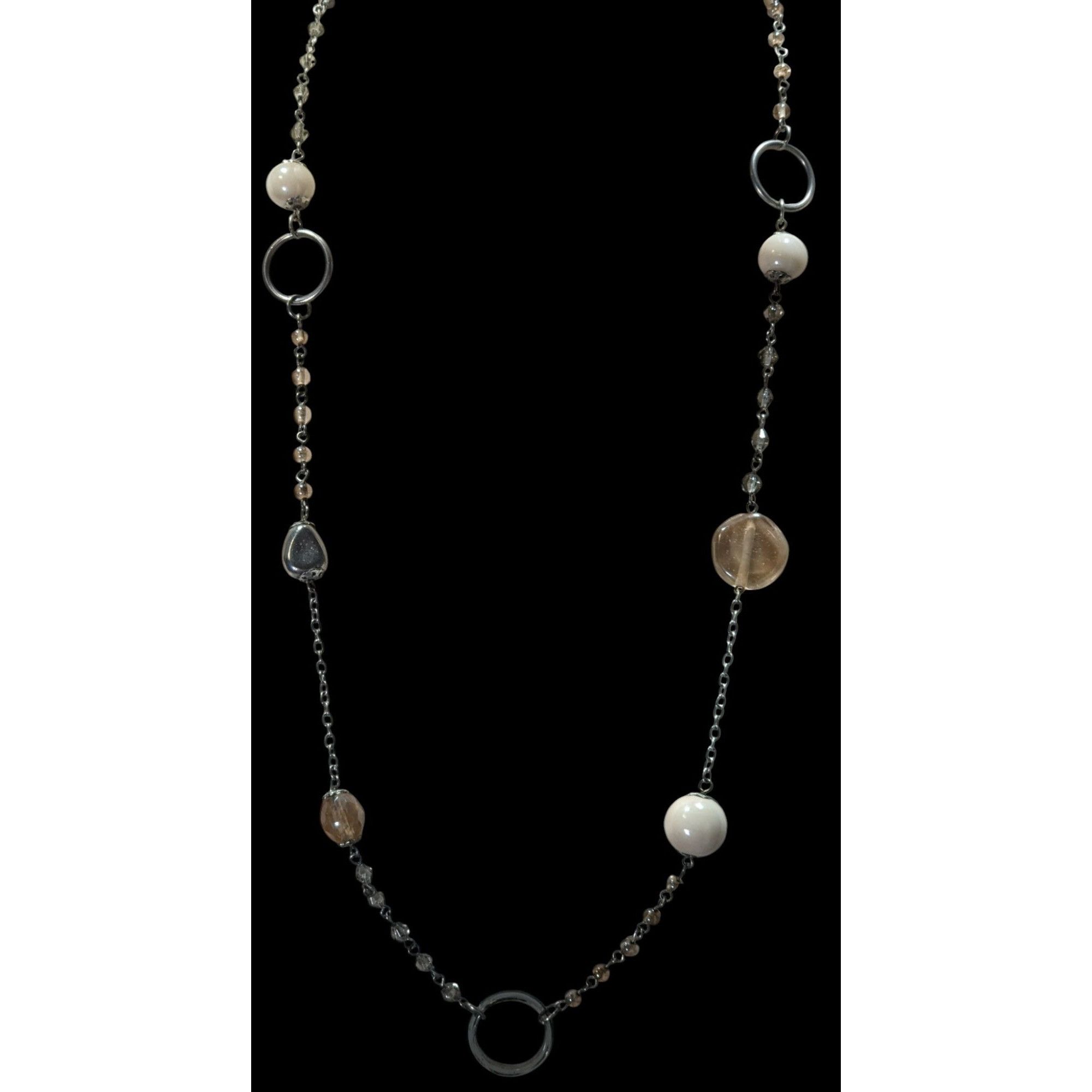 Other Y2K Style Cream Tone Glass Beaded Station Necklace Size ONE SIZE - 3 Thumbnail