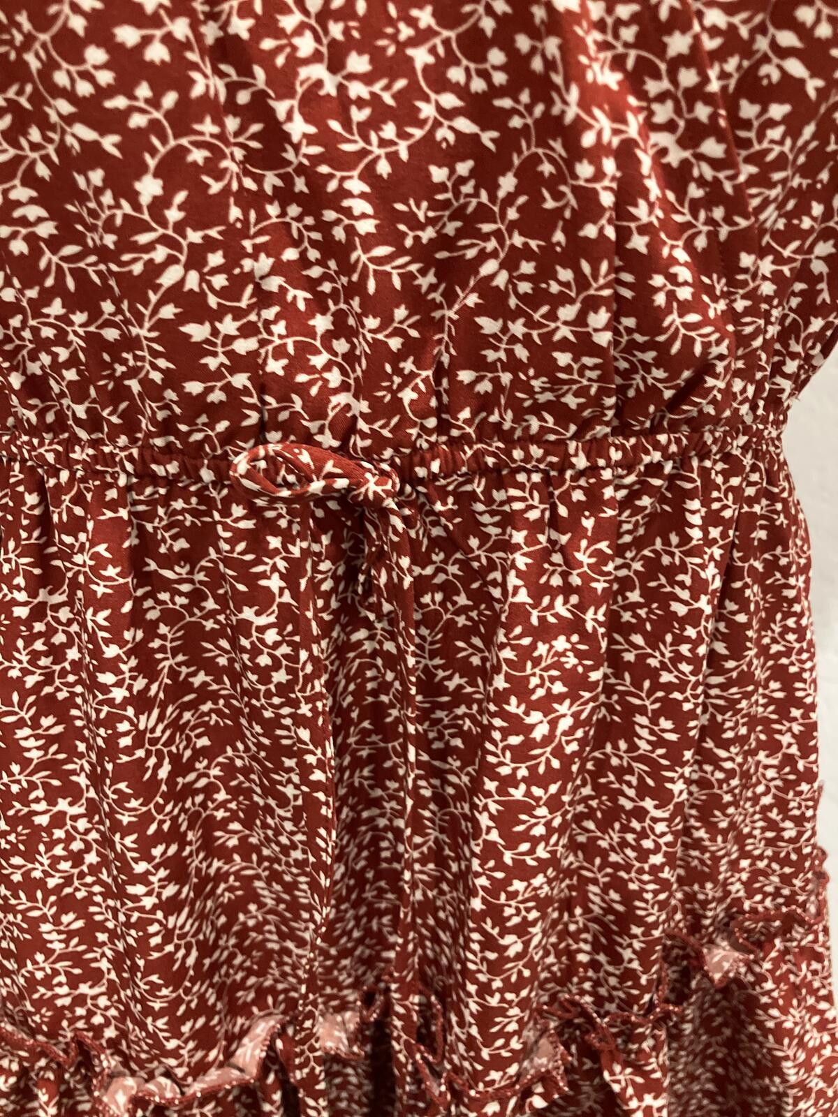 Shein SHEIN Red Floral Tiered Spaghetti Strap Dress Size L / US 10 / IT 46 - 8 Thumbnail