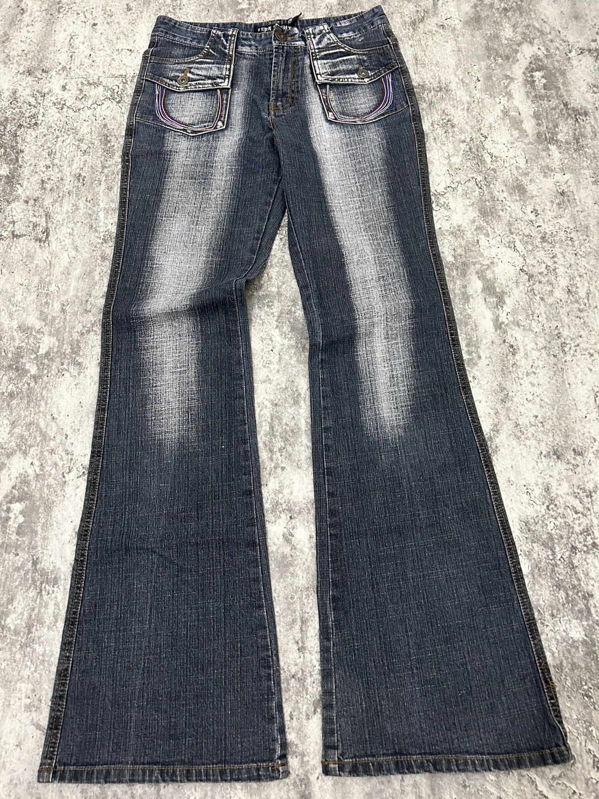 If Six Was Nine × Japanese Brand × Le Grande Bleu (L.G.B.) Turn Right Black Wash Flare Pants Size US 28 / EU 44 - 3 Thumbnail