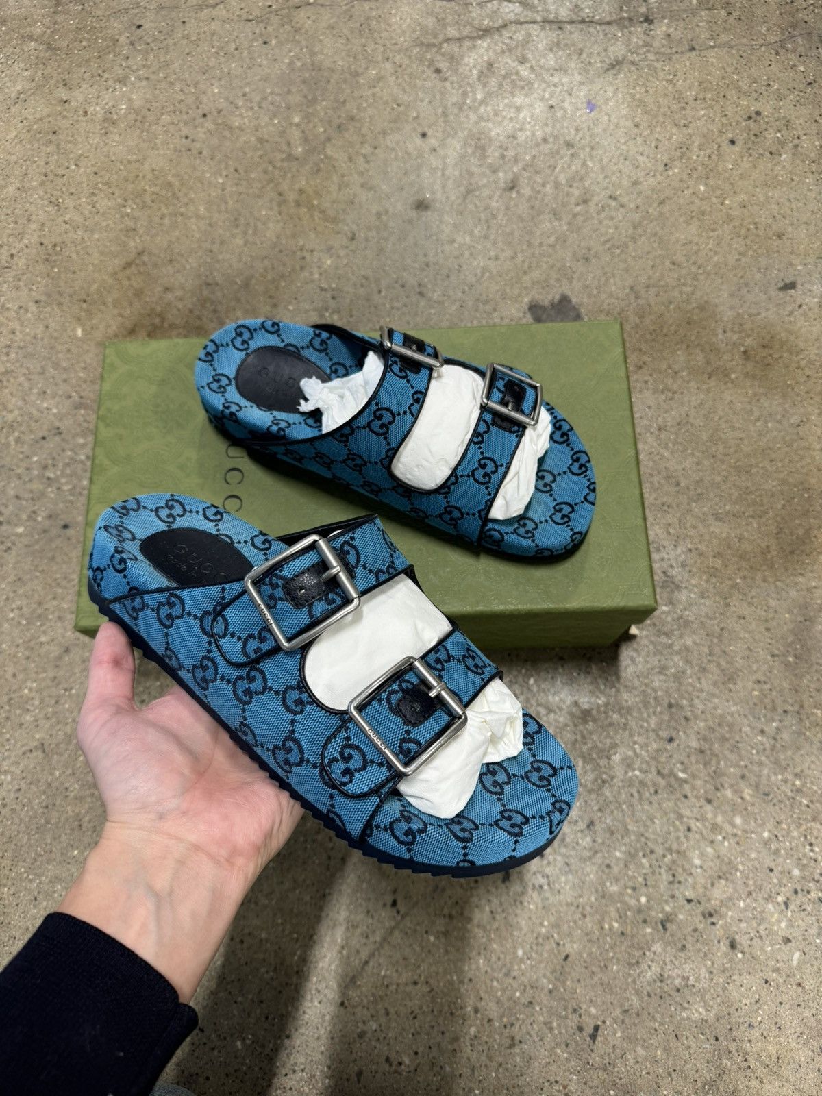 Gucci Gucci GG Supreme Canvas Jacquard Sandals Slides 790$ Size US 8 / EU 41 - 1 Thumbnail