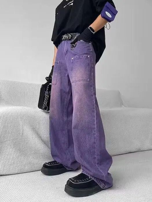 Japanese Brand × Jean Purple Baggy Wide Leg Denim Jeans Size US 28 / EU 44 - 4 Thumbnail