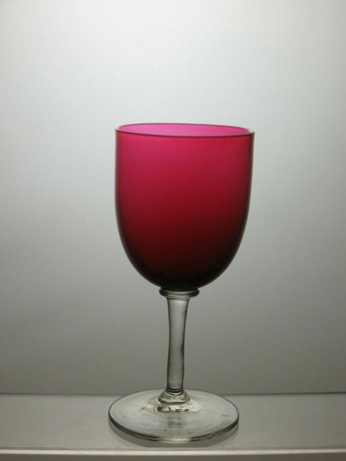 The Unbranded Brand Ruby Red Bowl & Clear Stem Base Sherry Set Of 6 Glasses 5" Size ONE SIZE - 4 Thumbnail