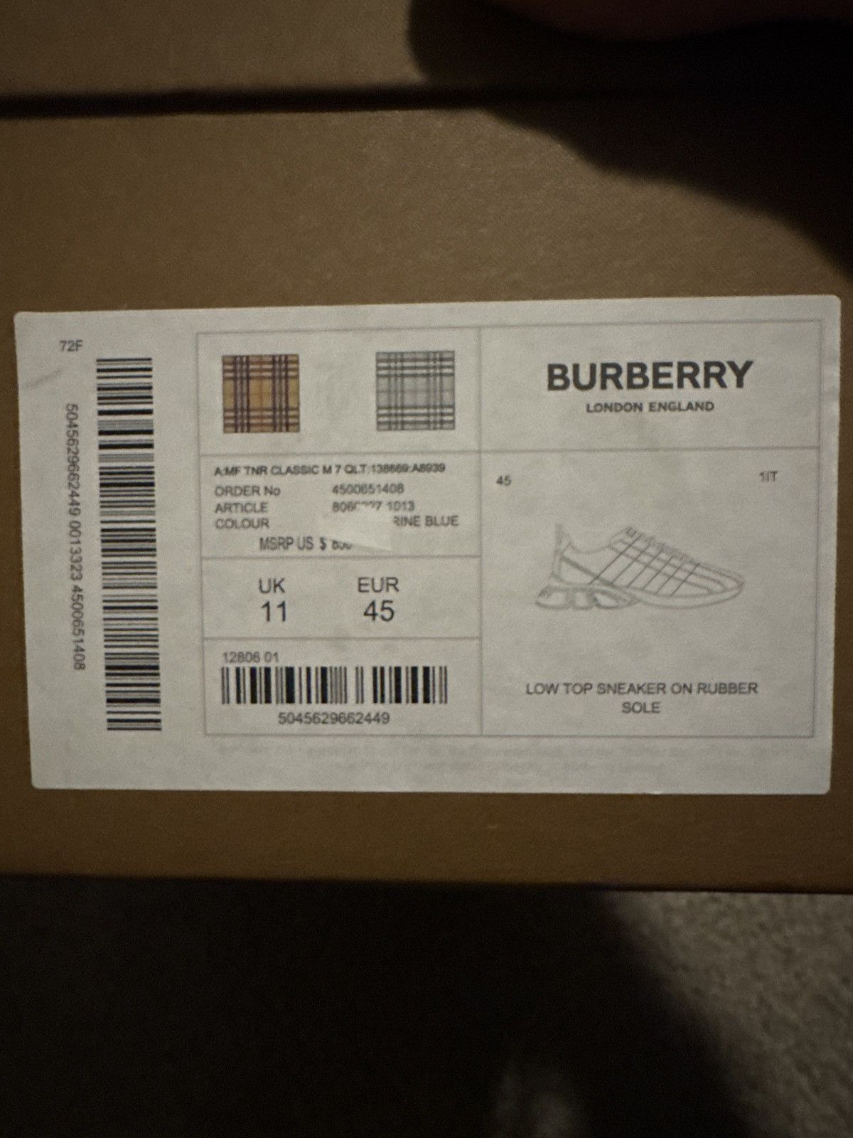 Burberry Burberry Quilted Leather Classic Trainer Size US 11 / EU 44 - 7 Thumbnail