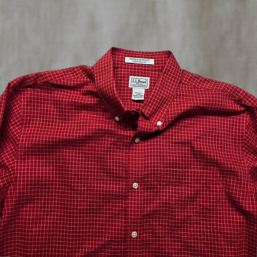 Vintage VINTAGE LL Bean Red Checkered Long Sleeve Shirt Pocket Button Up Men's L Large Size US L / EU 52-54 / 3 - 1 Thumbnail