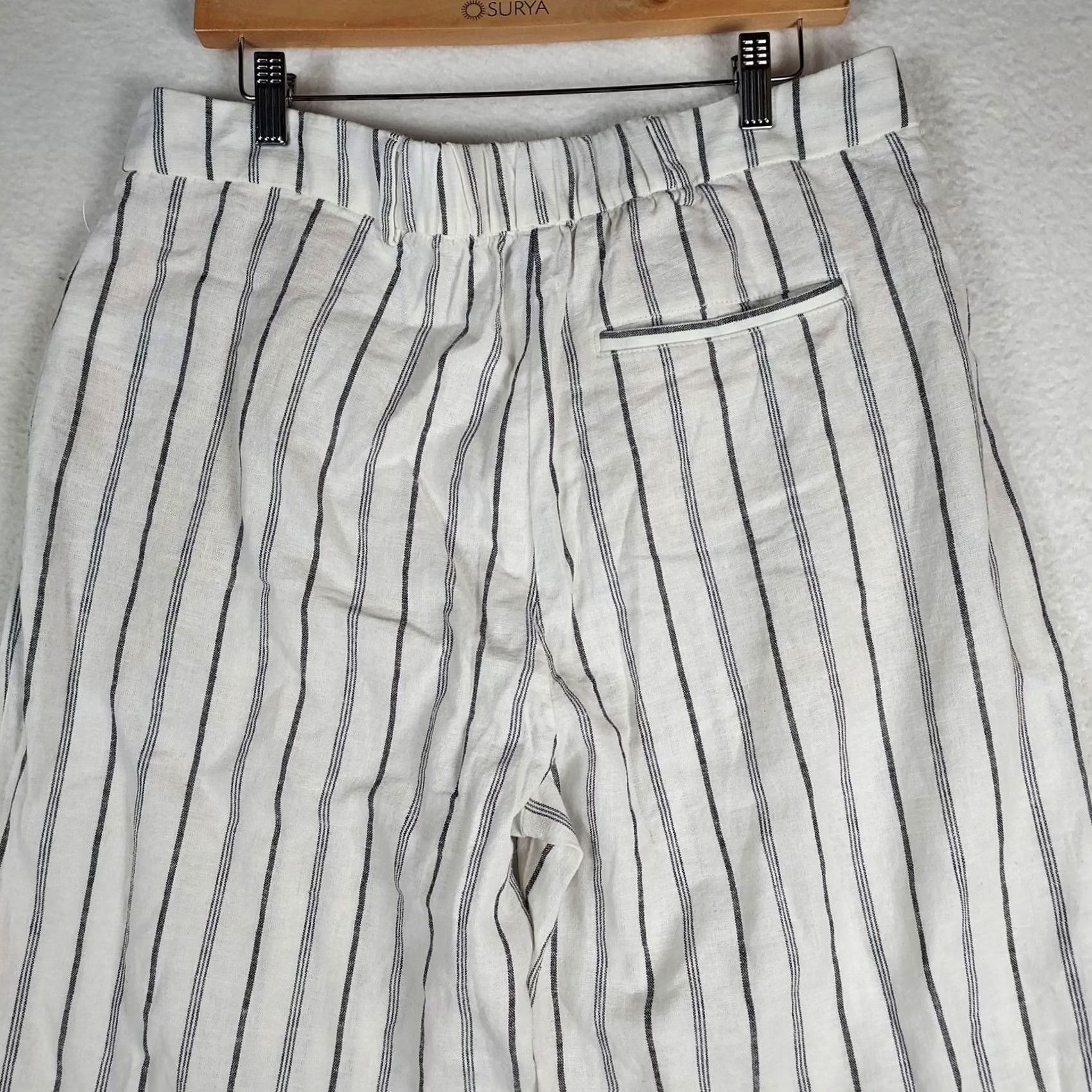 Old Navy Old Navy Women’s L Taylor Wide Leg Trouser Blue Striped Linen High Rise NWT Dress Pants Casual Summer Spring Fall Wide-Leg Pants Mens Womens Girls Size 36" / US 14 / IT 50 - 3 Thumbnail
