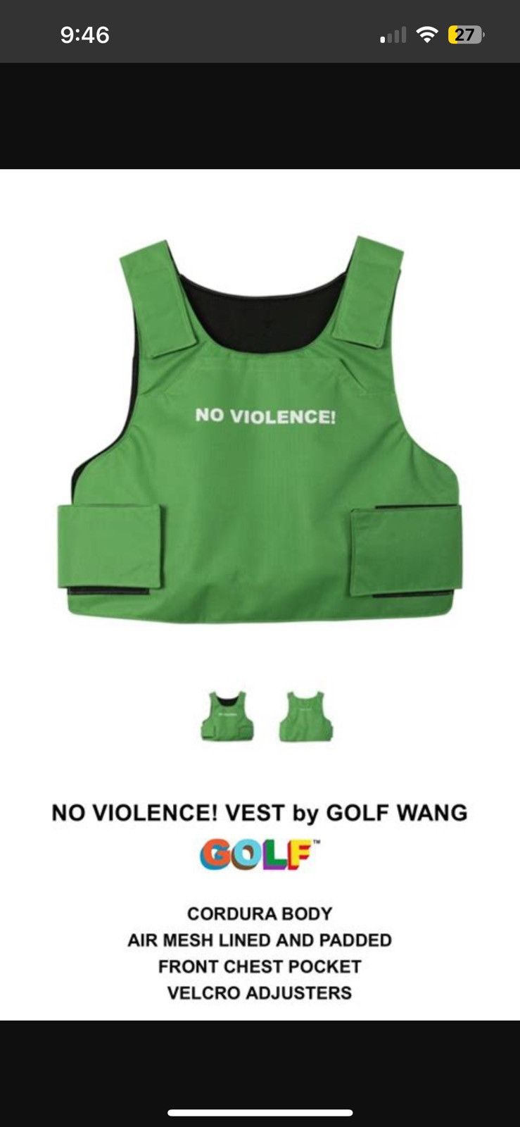 Golf Wang Golf wang No violence tactical vest | Grailed