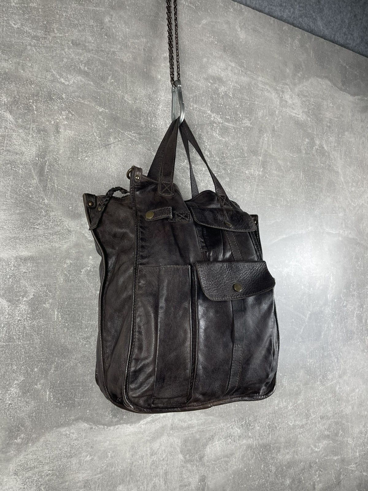 Genuine Leather Artisan Gray Avant Garde Leather Multipocket Shoulder Bag Size ONE SIZE - 3 Thumbnail
