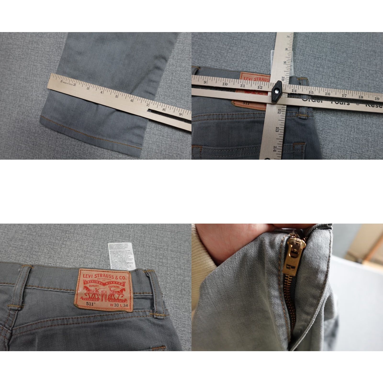 Levi's Levi's 511 Jeans Mens 30x30 Gray Slim Fit Light Wash Western USA Size US 30 / EU 46 - 8 Thumbnail