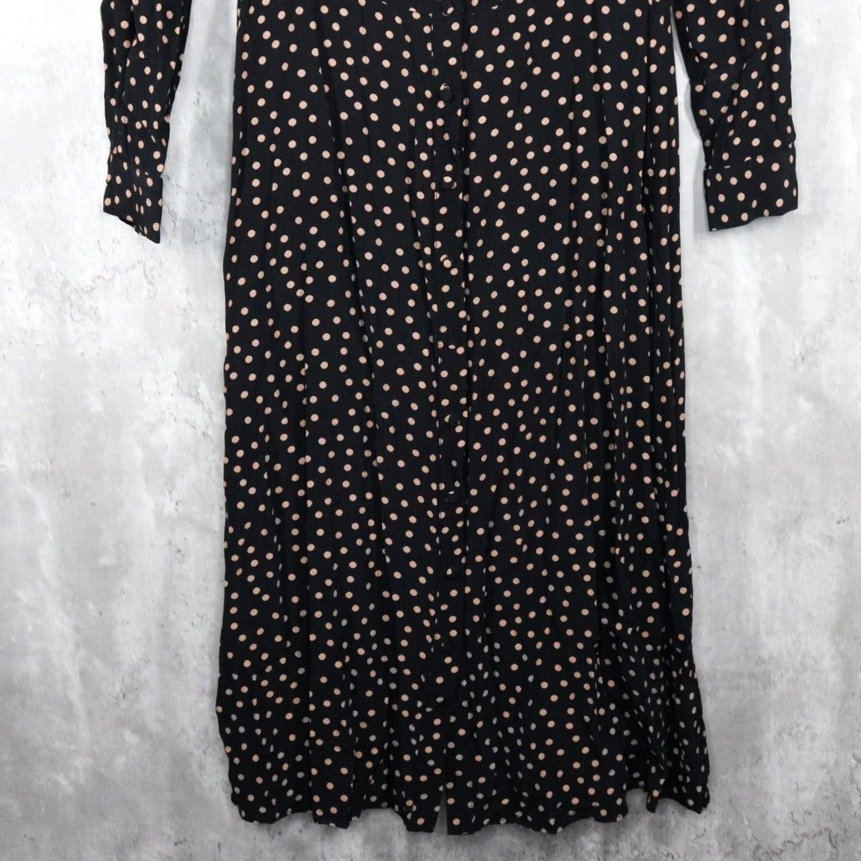 Boden Boden Midi Dress Womens Size 4 Black Beige Polka Dot Elsie Button Front Size S / US 4 / IT 40 - 4 Thumbnail