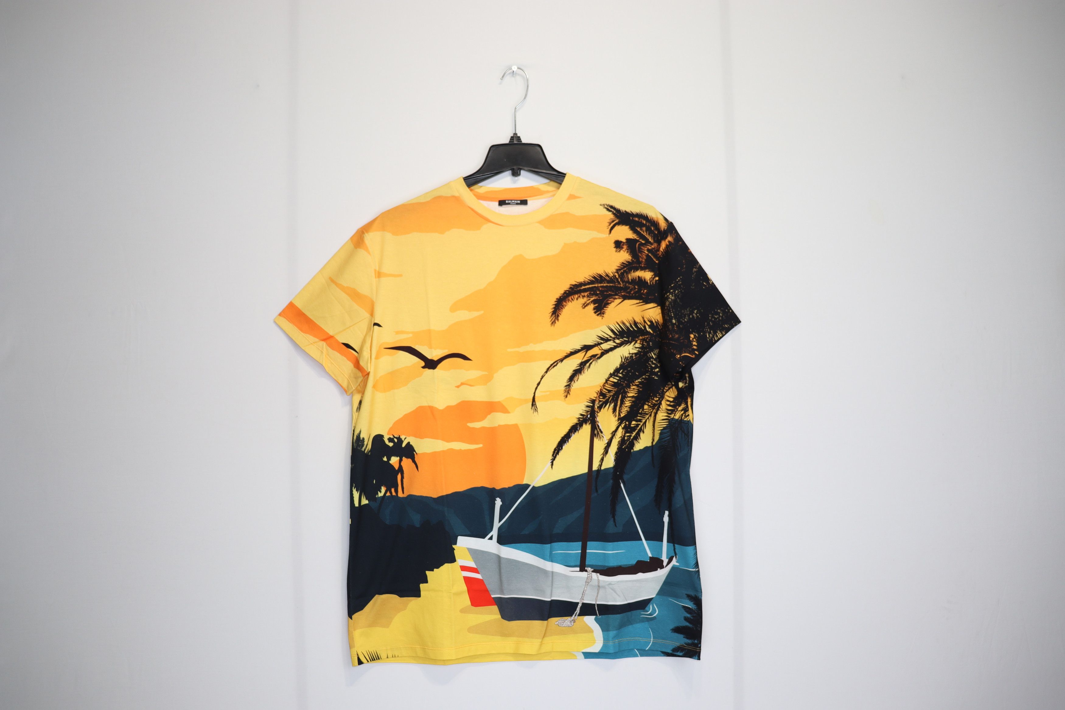 image of O1Rshd1 Balmain Sunset T-Shirt In Orange, Men's (Size Large)