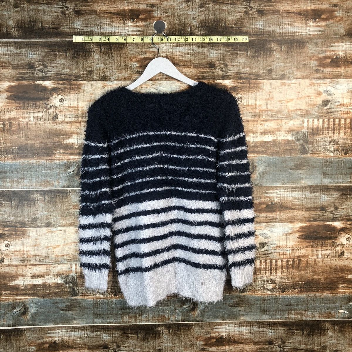 Homespun Knitwear DL Enjoliver Blue Stripe Mohair shaggy Knitwear #C029 Size US M / EU 48-50 / 2 - 11 Thumbnail