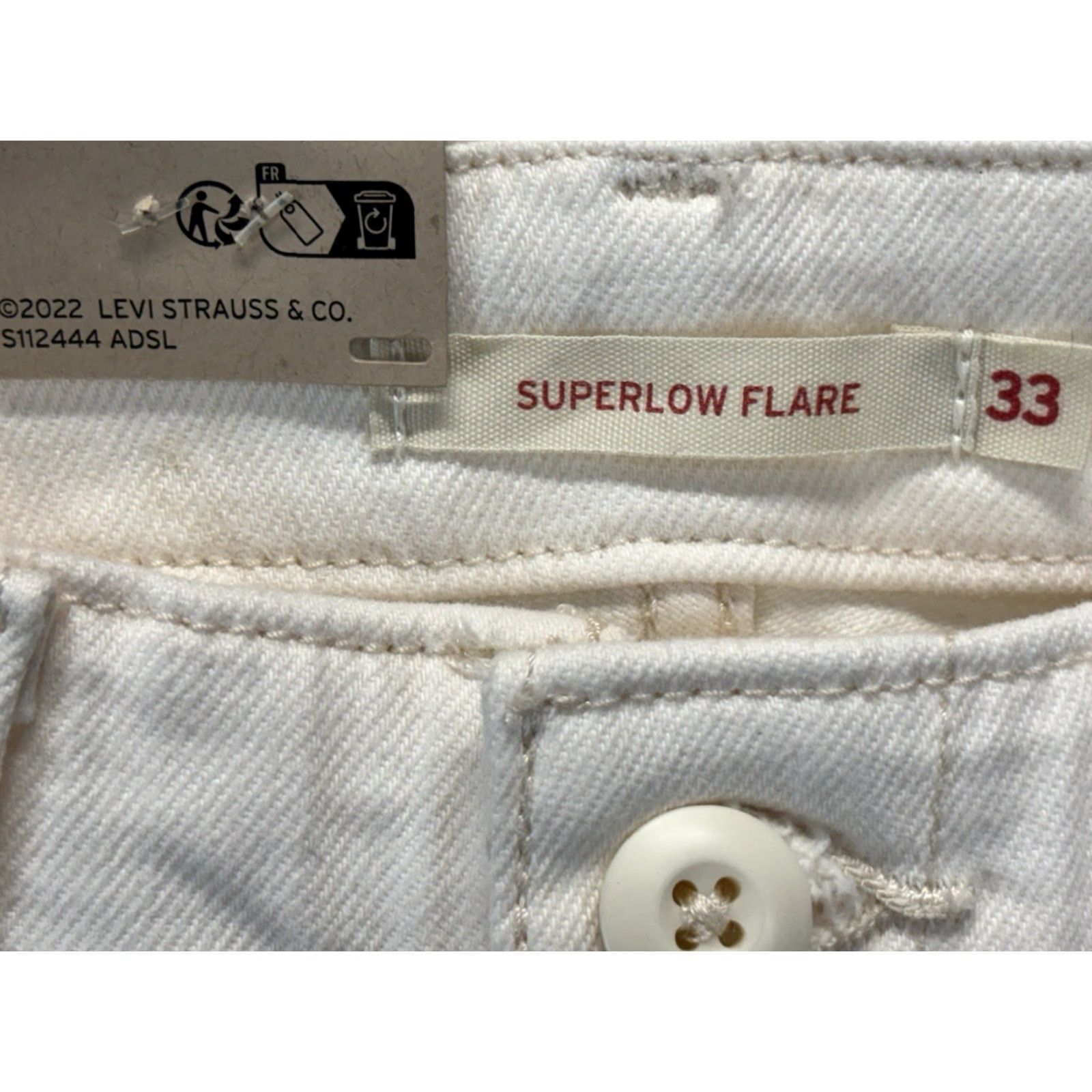 Levi's Levi's Flared Jeans 33x32 Women's Ivory Stretch Low Rise Size 24" / US 00 / IT 34 - 5 Thumbnail