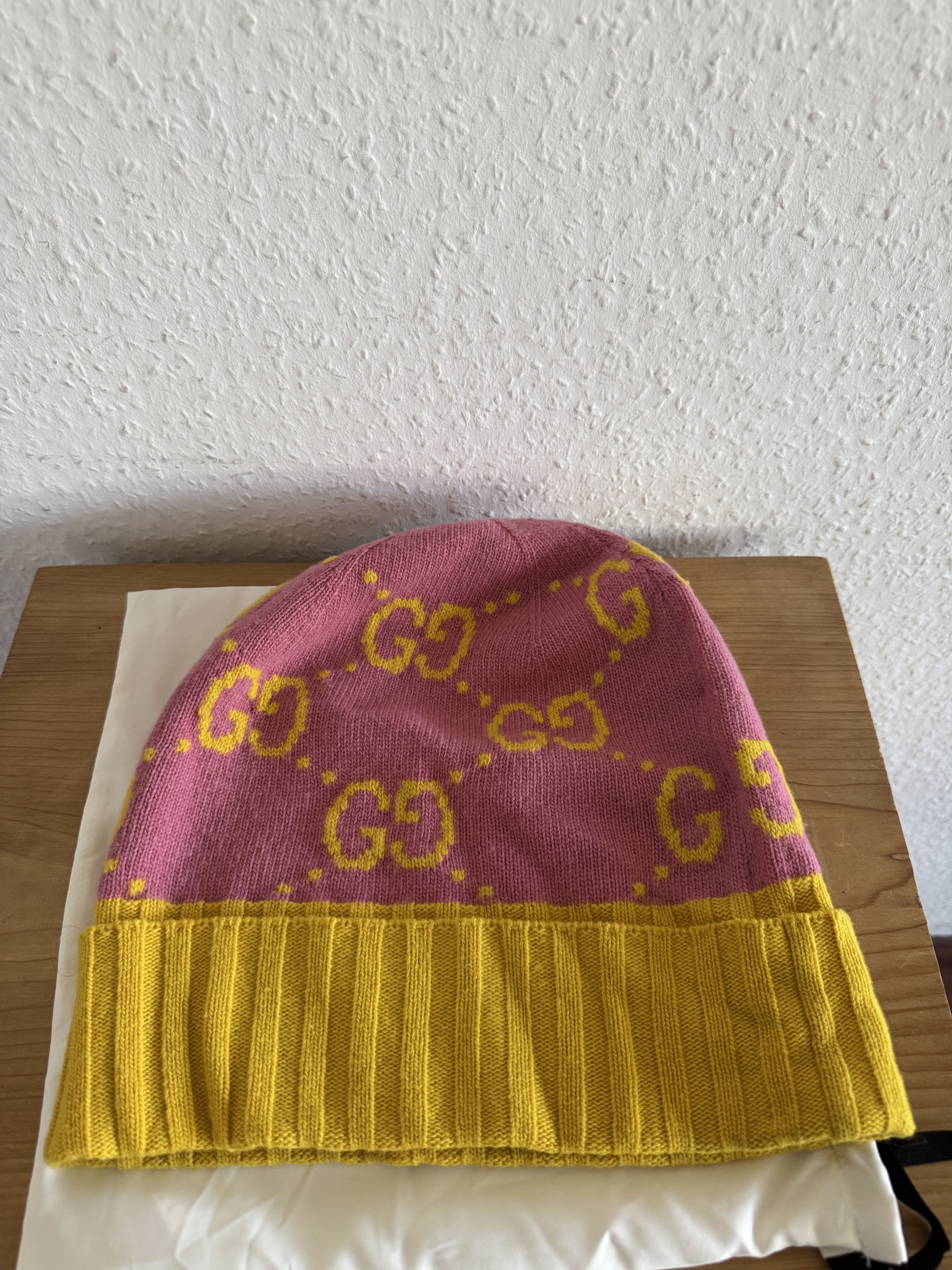 Gucci GUCCI Pink/Red Wool GG Beanie Size ONE SIZE - 3 Thumbnail