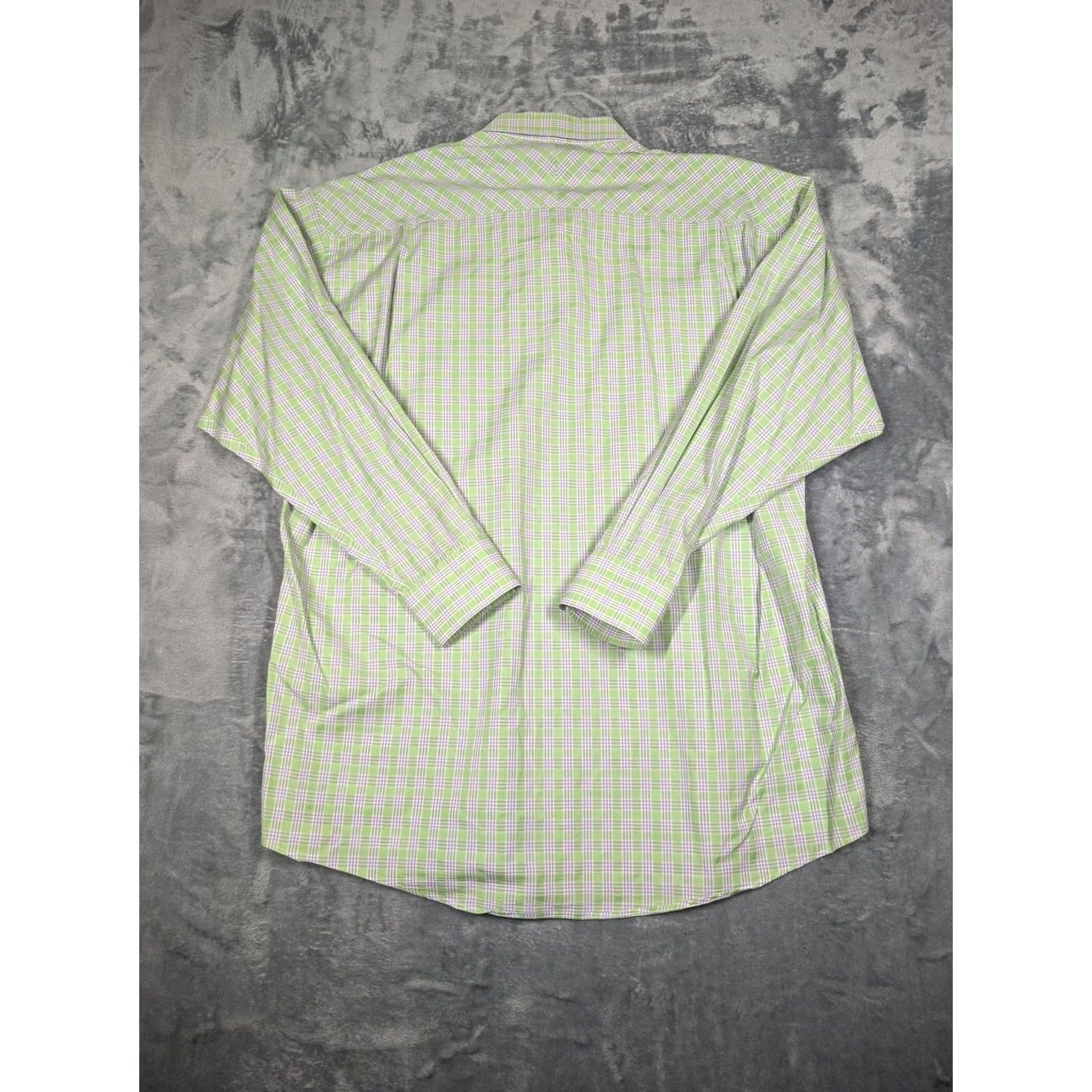 Vintage Gitman Gold Dress Shirt Mens Large Green Plaid Button-Down Long Sleeve Made USA Regular Fit Mens Large Green Plaid Shirt Size 42R - 7 Thumbnail
