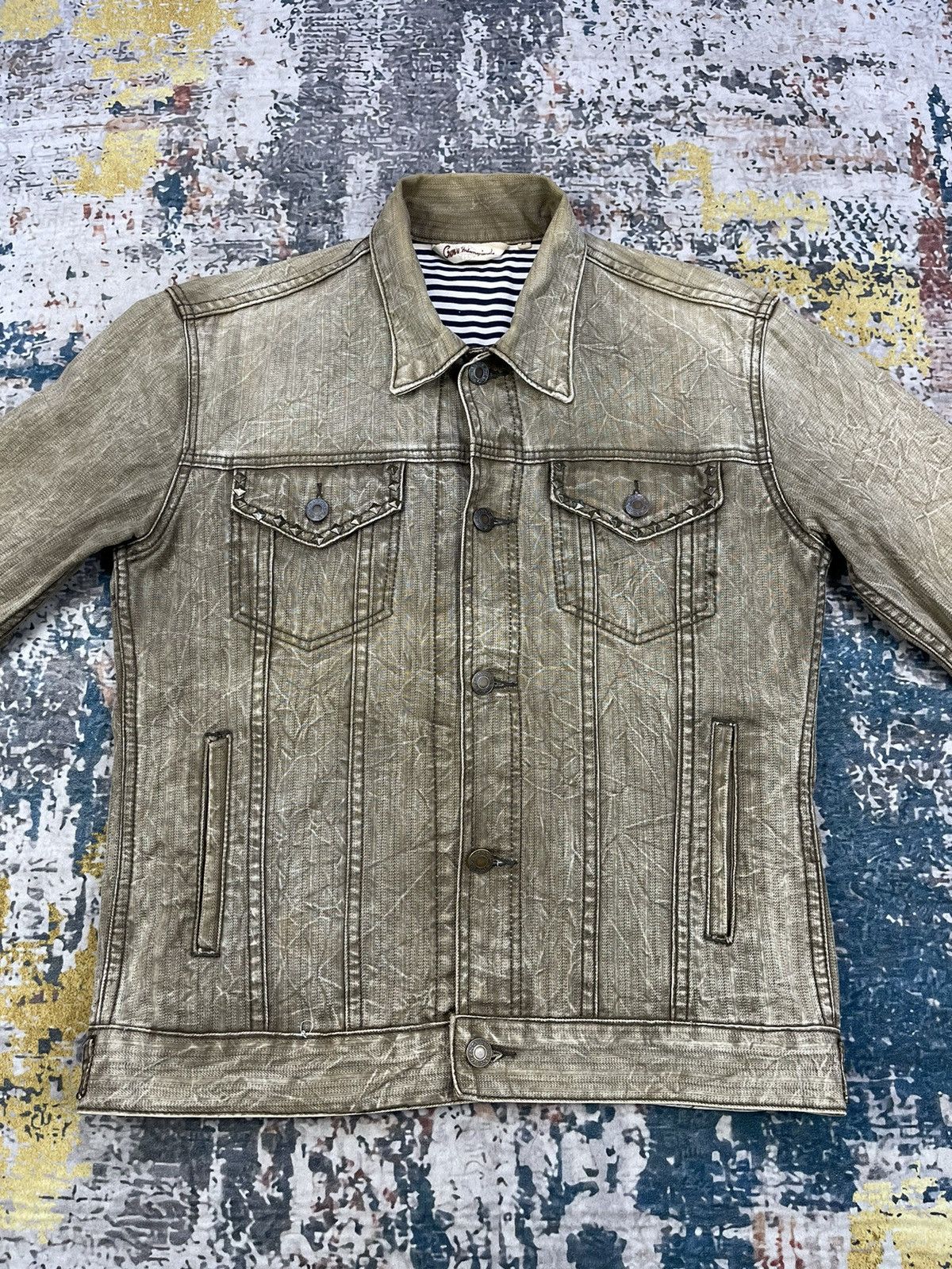 Beauty Beast Distressed Harringbone Angel Wings Spiked Denim Jackets Size US M / EU 48-50 / 2 - 2 Thumbnail