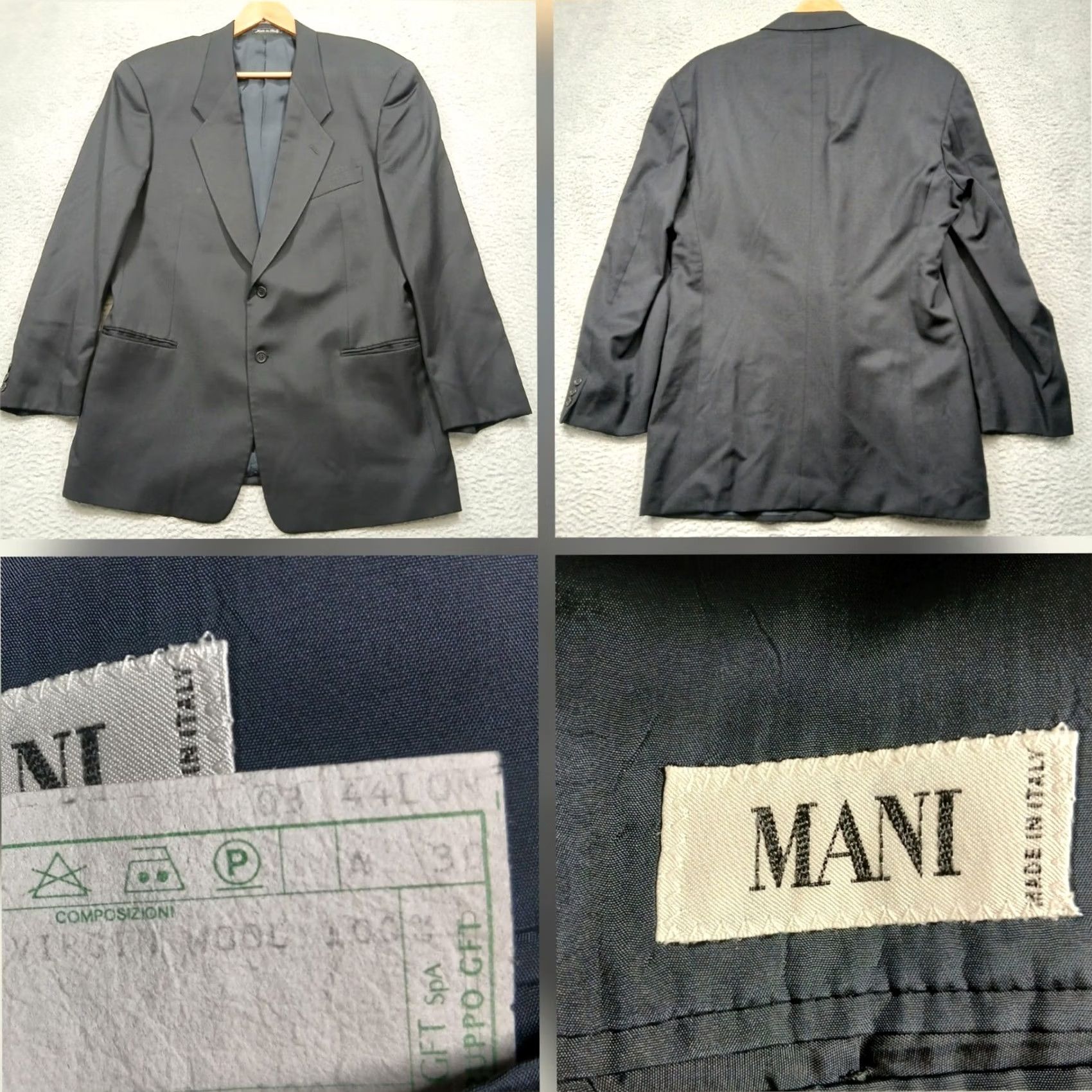 Vintage VINTAGE Mani Giorgio Armani Wool Blazer Men's 54L Navy 2 Button Made in Italy Beige Gray Size 44R - 2 Thumbnail