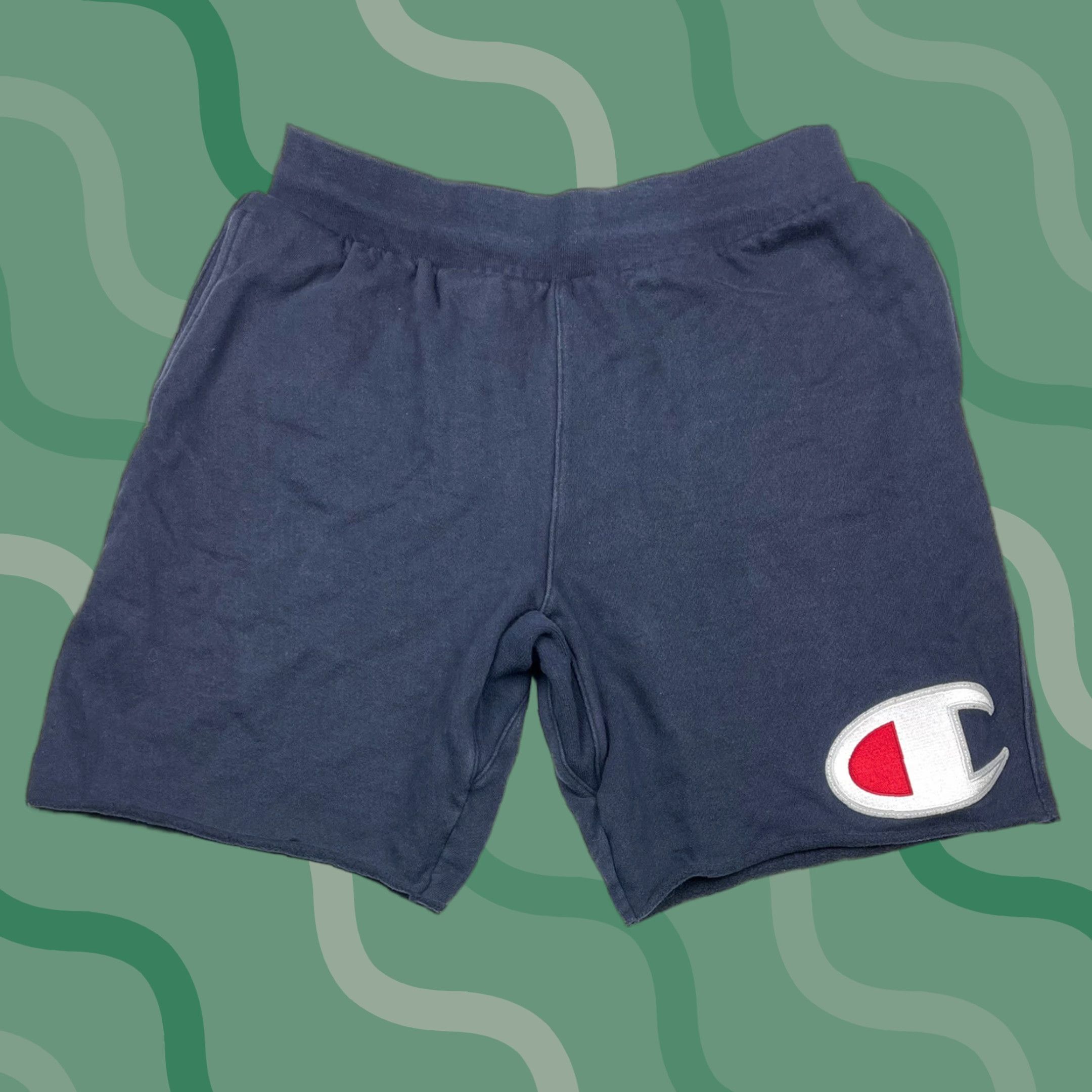 Champion Champion Mens Logo Reverse Weave SweatShorts Short Gym Blue XL Regular Inseam 10 in Adjustable Drawstring Reversible Sports Athletic Activewear Size US 36 / EU 52 - 1 Thumbnail