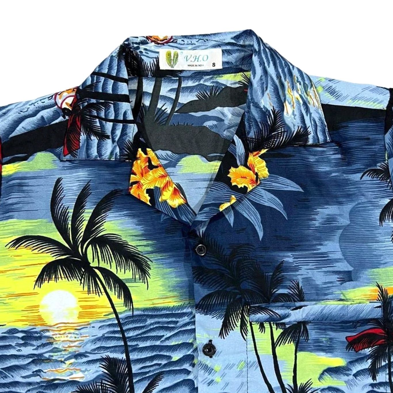 Vintage V.H.O Shirt Mens Small Polyester Floral Button-Up Hawaiian Festival Patterned Multicoloured Tas? Size US S / EU 44-46 / 1 - 3 Thumbnail