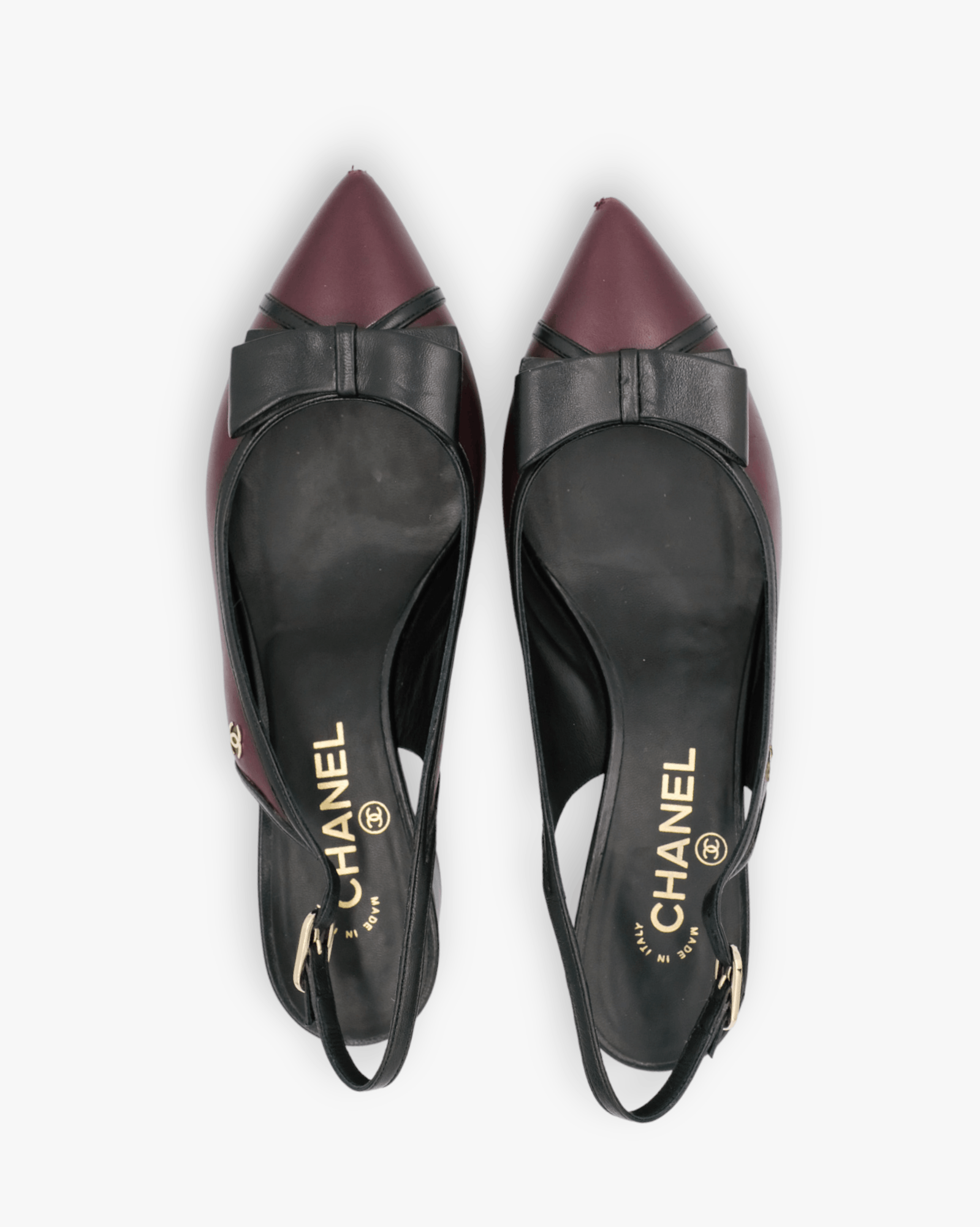 Chanel black and burgundy slingbacks 39