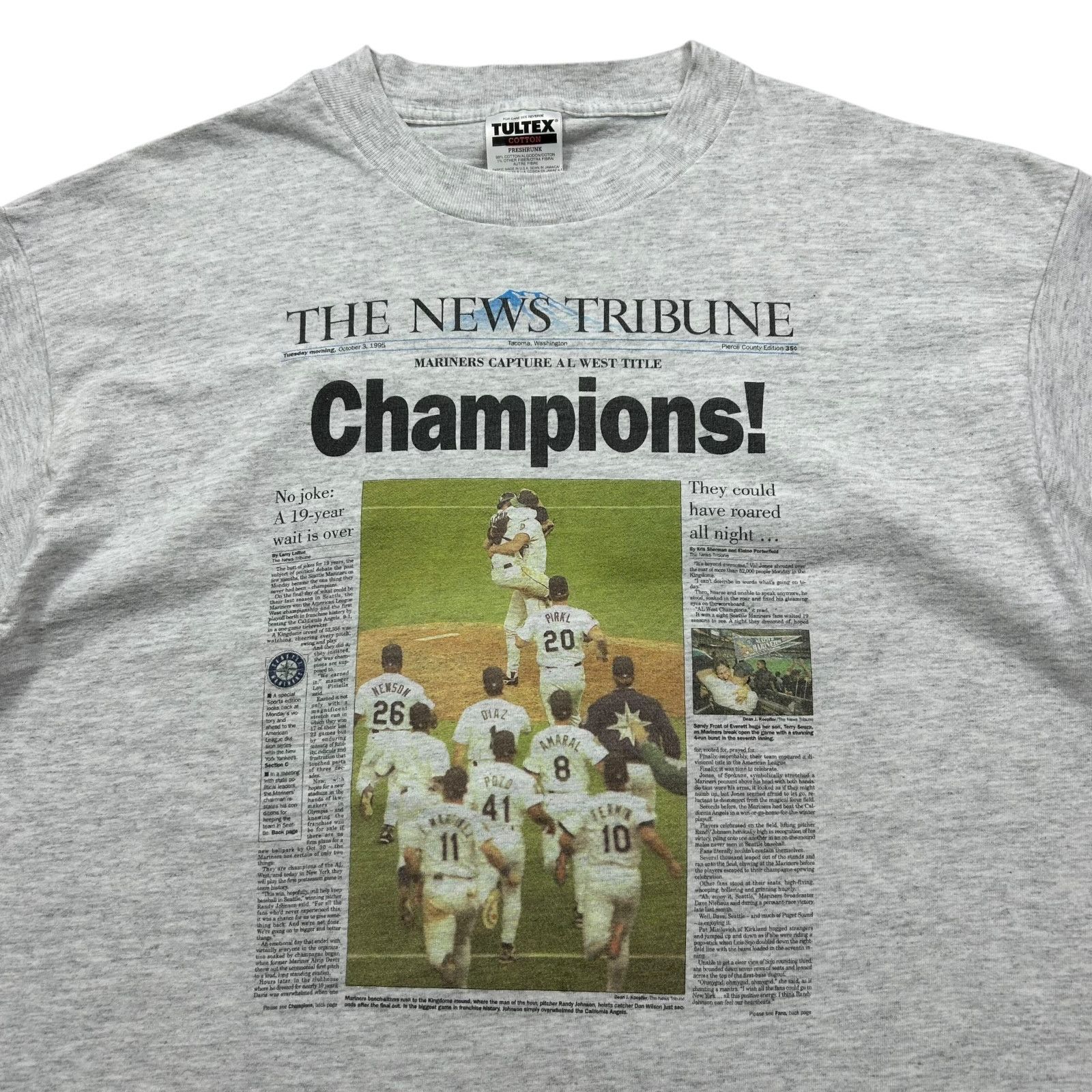 MLB VTG 90s MLB SEATTLE MARINERS 1995 NEWSPAPER CHAMPIONS Size US XL / EU 56 / 4 - 2 Thumbnail