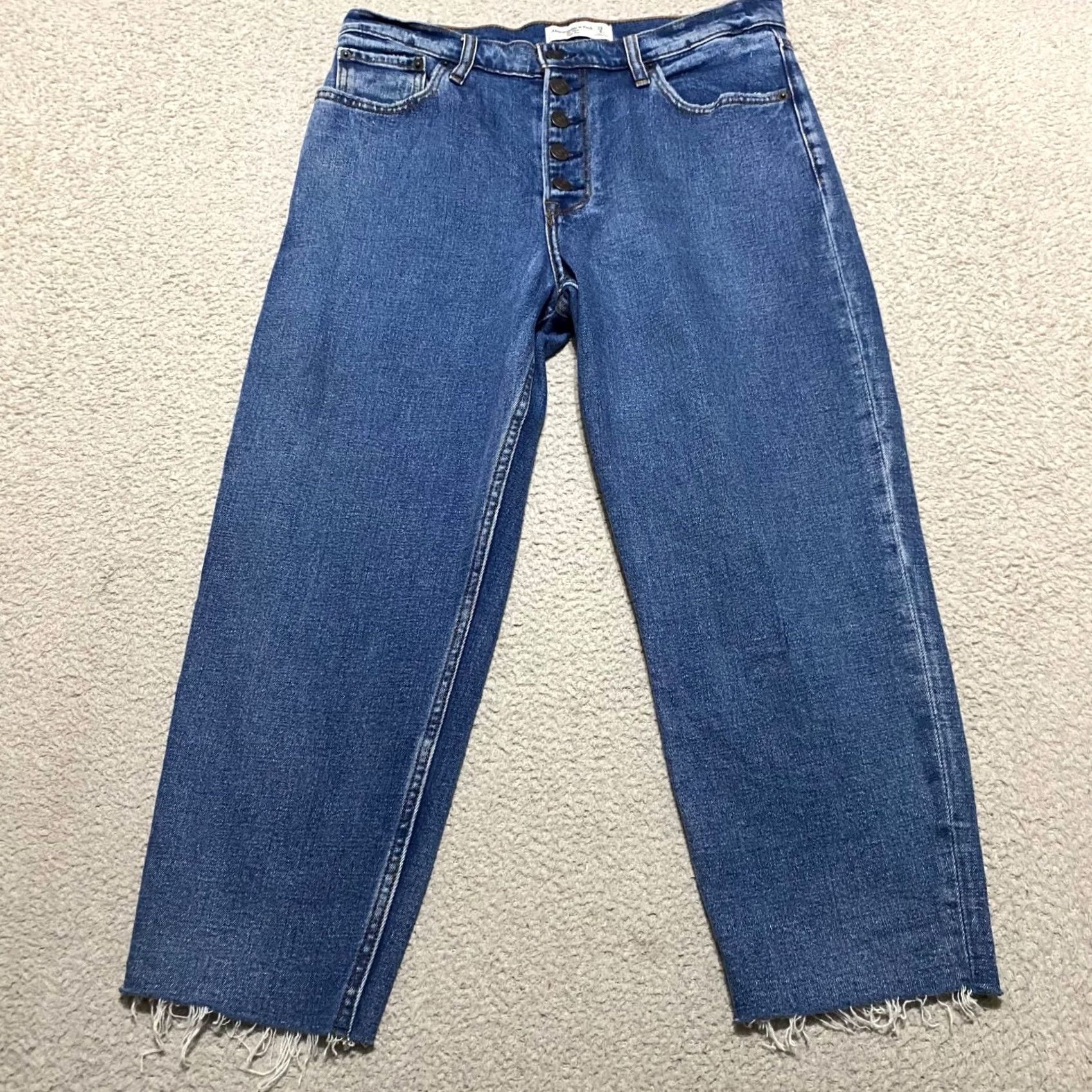 Abercrombie & Fitch Abercrombie & Fitch Mom Jeans Womens 8 Blue Denim Medium Wash Cropped High Rise 5-Pocket Solid Pattern 90s Theme Women Jeans Size 30" / US 8 / IT 44 - 2 Thumbnail