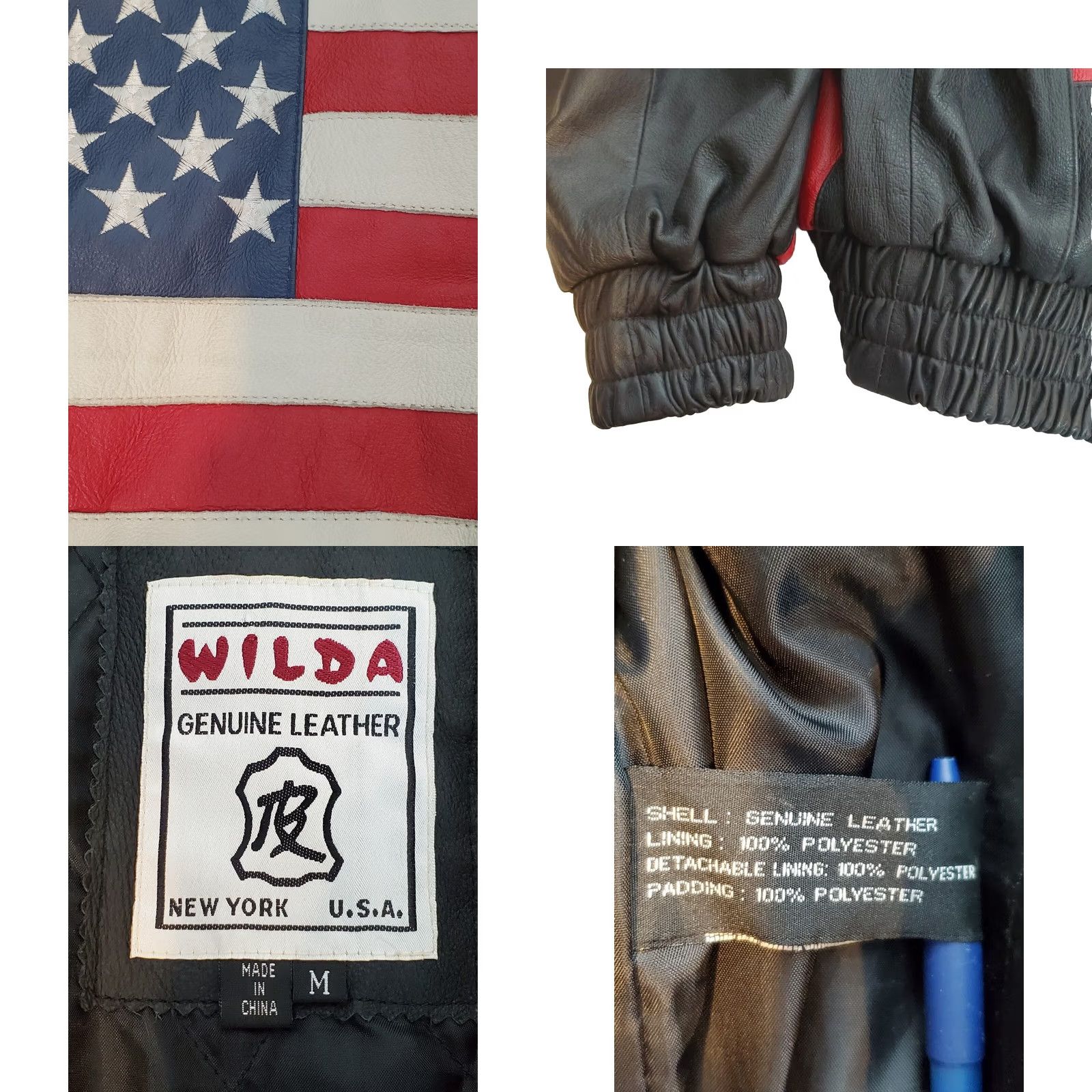 Vintage VINTAGE WILDA Jacket Full Zip American Flag Leather Men's M 90s Patriotic Size US M / EU 48-50 / 2 - 8 Thumbnail