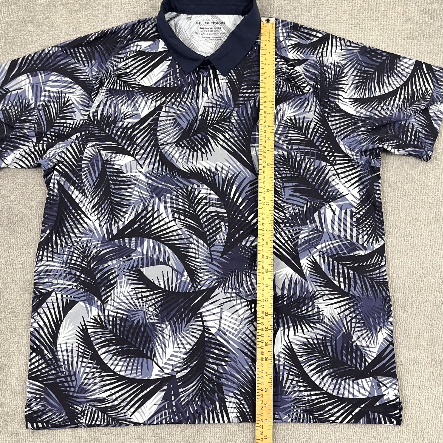 Under Armour Under Armour Iso Chill Polo Shirt Men 2XL Blue Floral Fern Performance Golf Sport Size US XXL / EU 58 / 5 - 4 Thumbnail