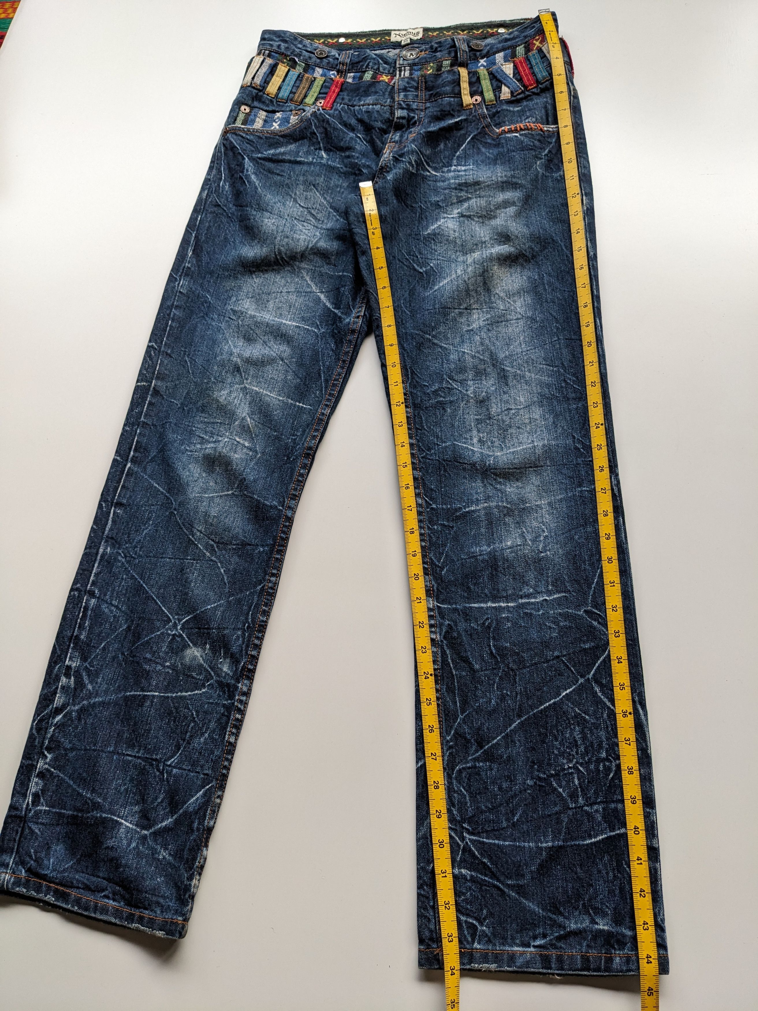 Japanese Brand Nylaus clawmark faded double waist jeans Size US 33 - 9 Thumbnail