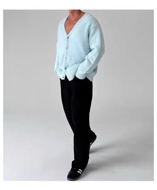 Japanese Brand Vintage Light Blue Knit Sweater Warm Fleece Jacket XL Size US XL / EU 56 / 4 - 7 Thumbnail