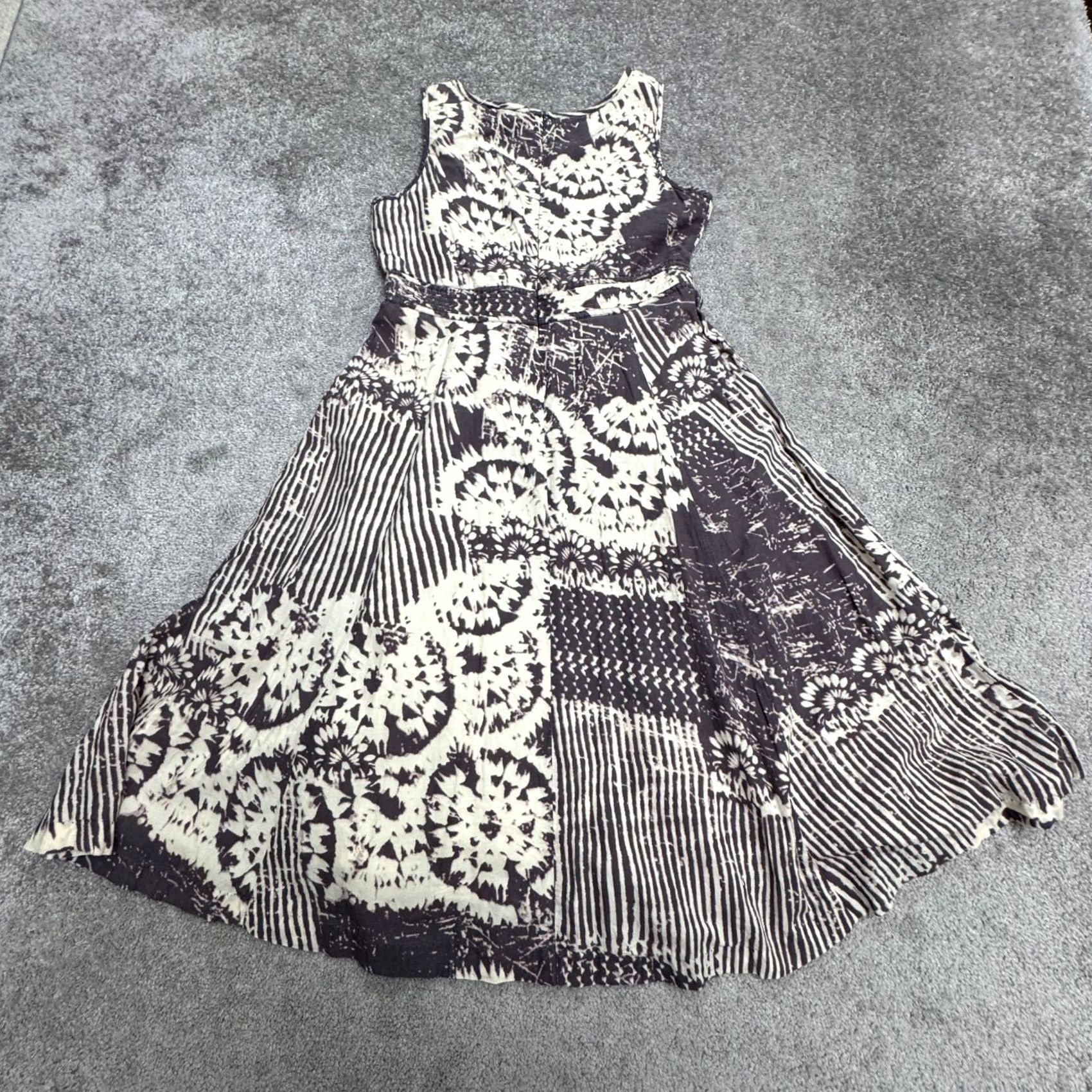 Coldwater Creek Coldwater Creek Patchwork Batik A-Line Dress Womens 6 Gray Cotton Sleeveless V-Neck Multicolor Bohemian Casual Dress Size M / US 6-8 / IT 42-44 - 2 Thumbnail