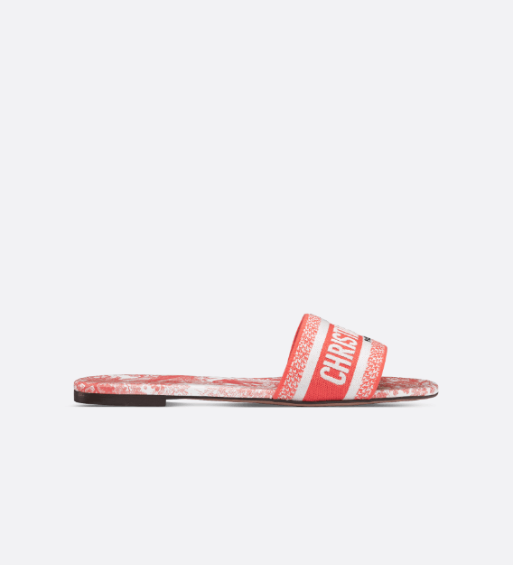o1w1db10625 Dioriviera Dway Slides in White/Coral