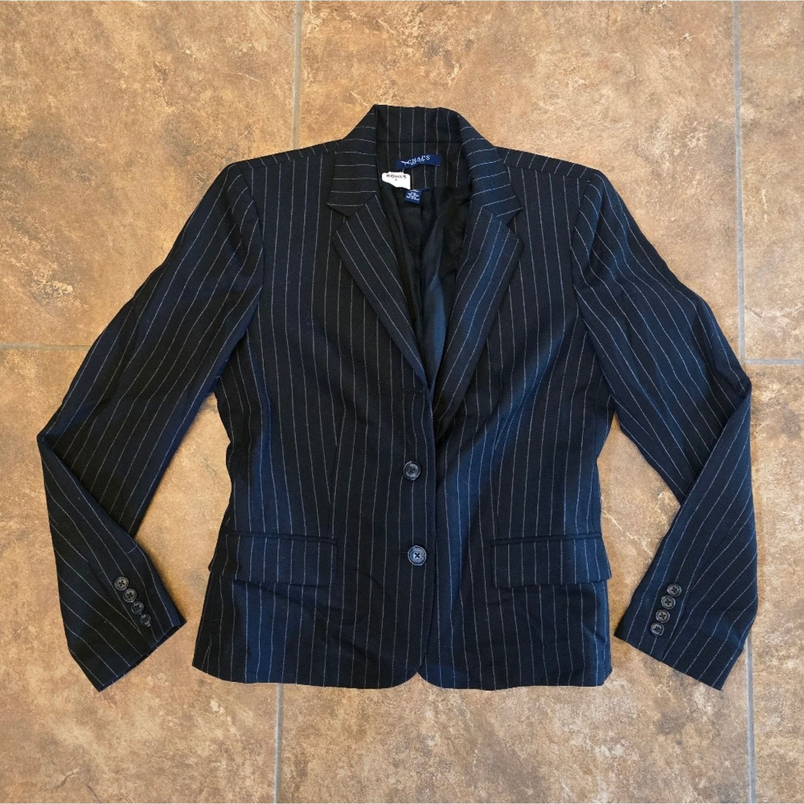 Chaps Black Pinstriped | CHAPS | Business Blazer Size M / US 6-8 / IT 42-44 - 1 Thumbnail