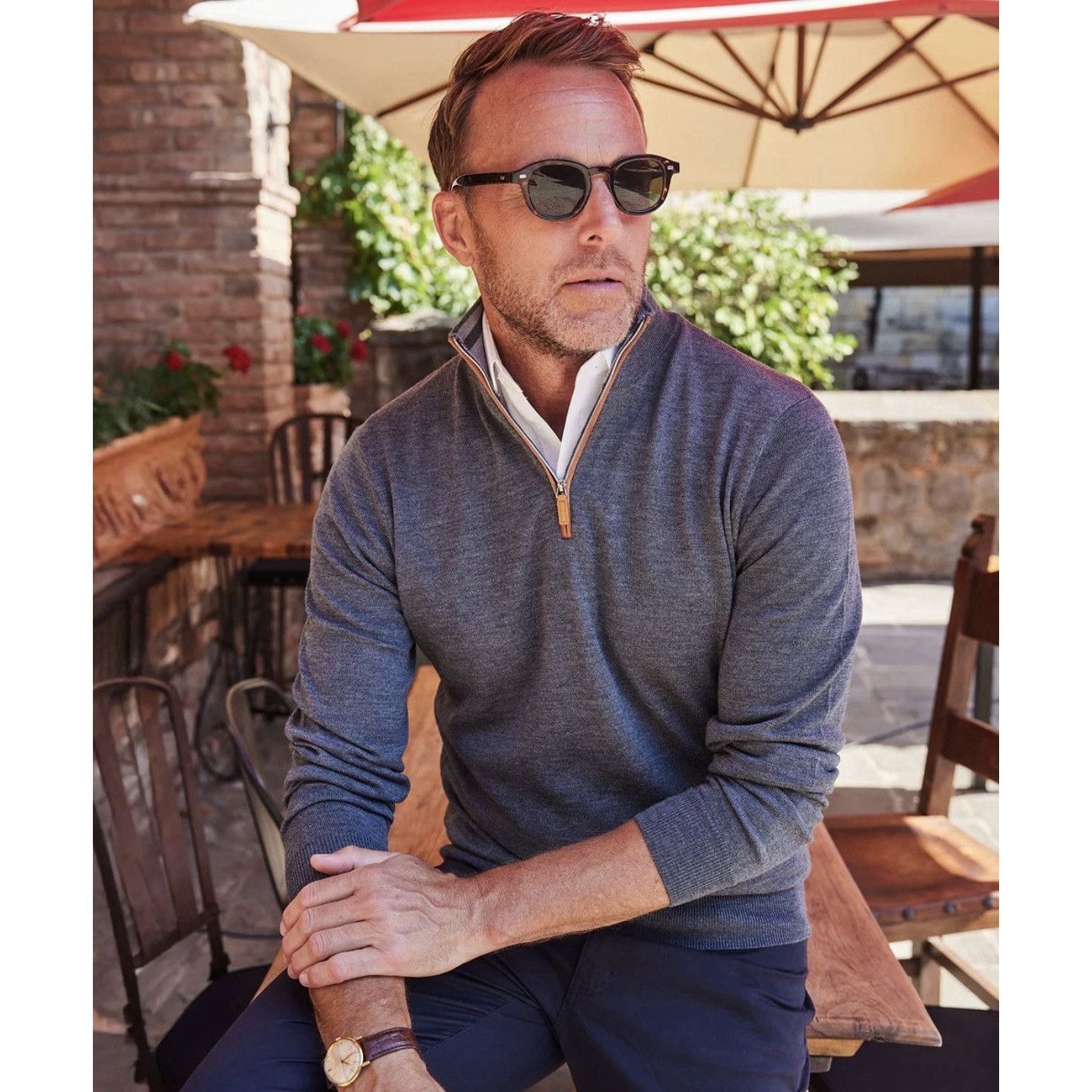 Other Collars & Co Australian Merino Wool Quarter Zip Sweater Gray Size US L / EU 52-54 / 3 - 13 Thumbnail