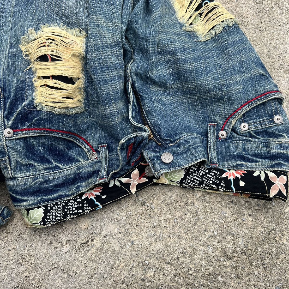 Japanese Brand “DOUBLE WAIST” JAPANESE DISTRESS SASHIKO INSPIRED DENIM Size US 34 / EU 50 - 14 Thumbnail