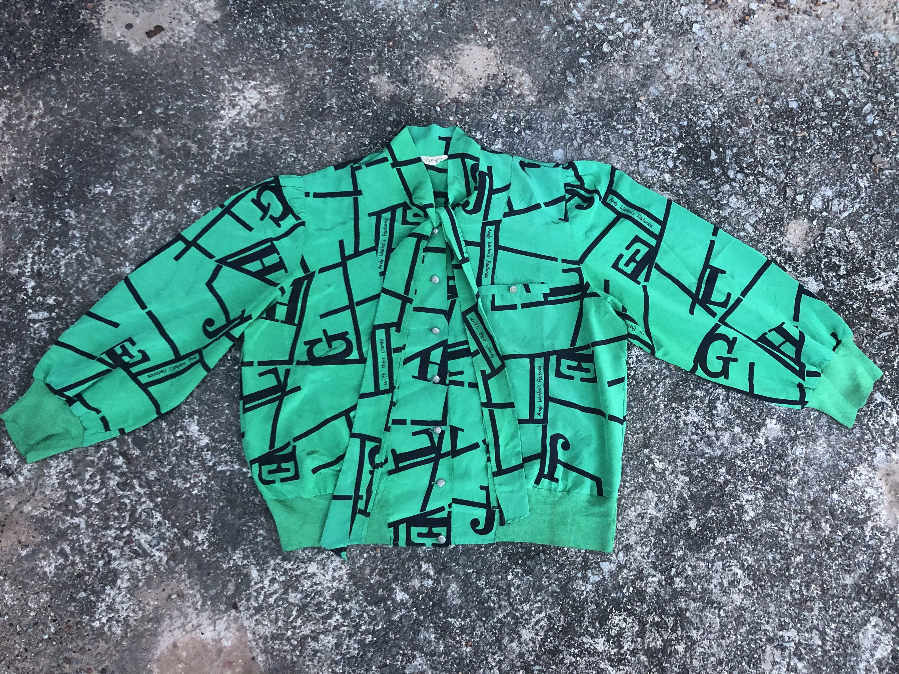 Vintage 🔥Vintage ANDY WARHOL'S FACTORIES Satin Button-down Blouse Size L / US 10 / IT 46 - 3 Thumbnail