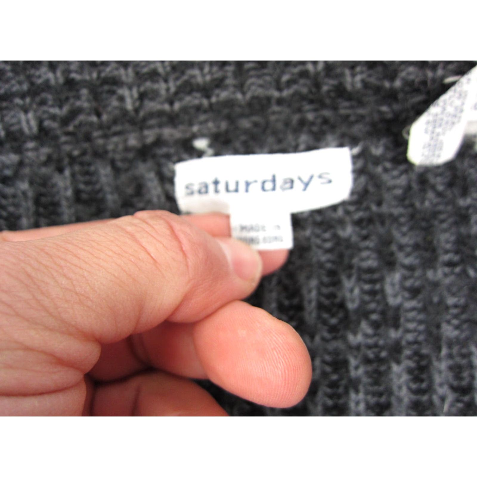 Saturdays NYC VINTAGE Saturdays Cardigan Mens XL Black Gray Knit 80s Sweater Knit Style: Tight-Knit Long Sleeve V-Neck Cardigan 80s USA Size US XL / EU 56 / 4 - 4 Thumbnail