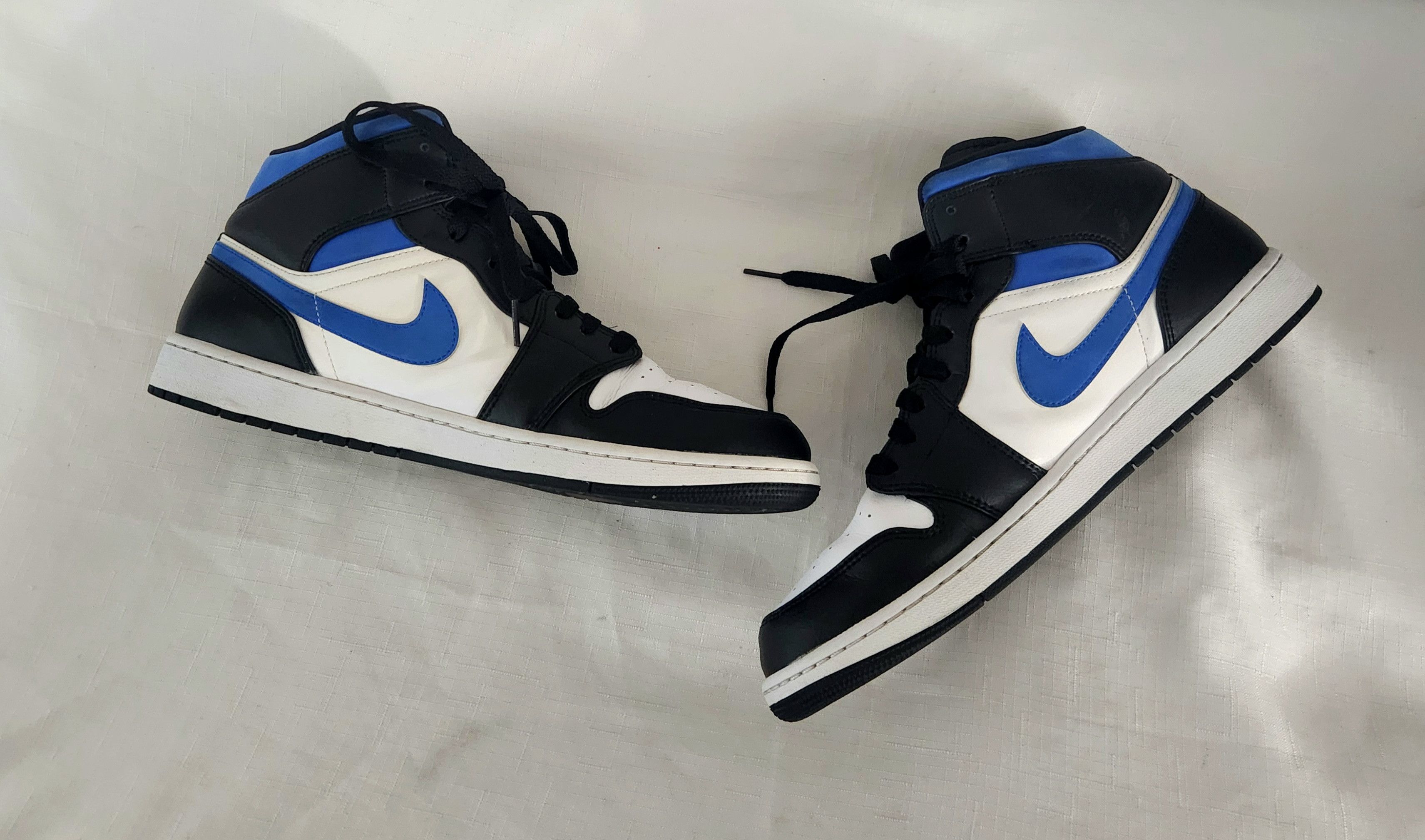 Jordan Brand × Nike Nike Air Jordan Retro 1 Mid Black Racer Blue 13 554724-140 Size US 13 / EU 46 - 4 Thumbnail