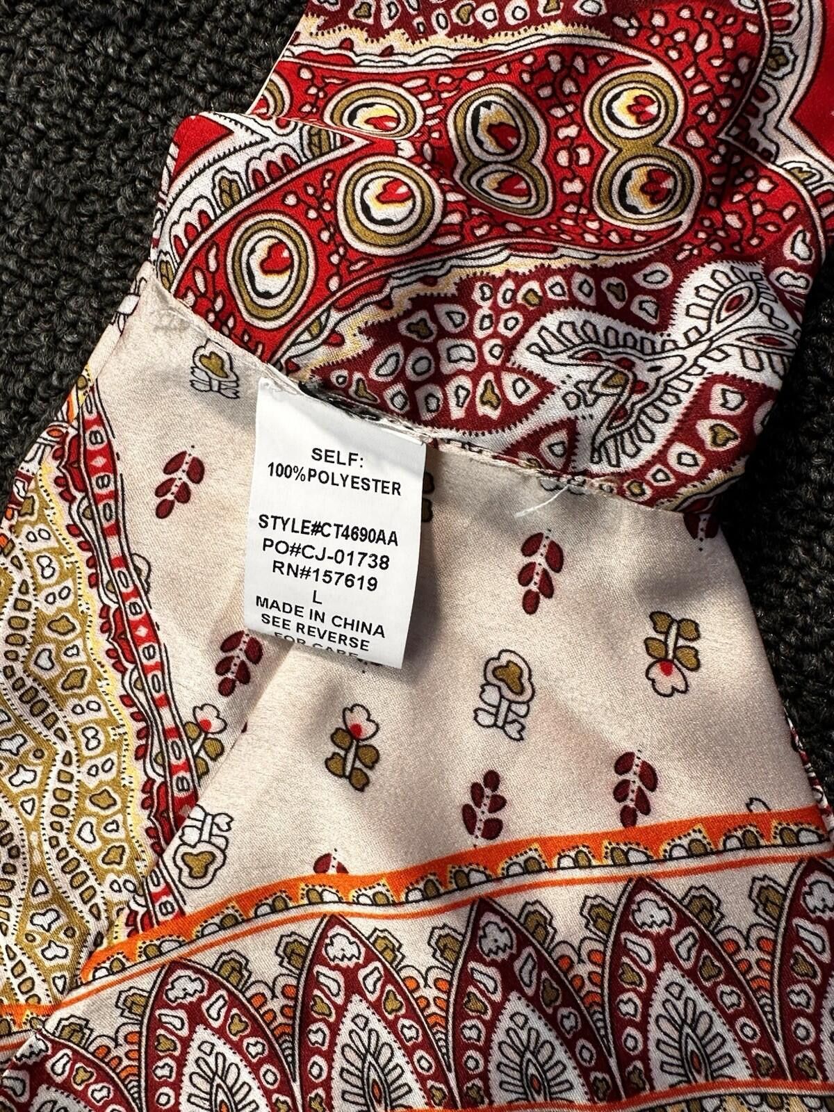 Other Cloud Ten Women's L Red/White Paisley Tie Back Cami Size L / US 10 / IT 46 - 4 Thumbnail