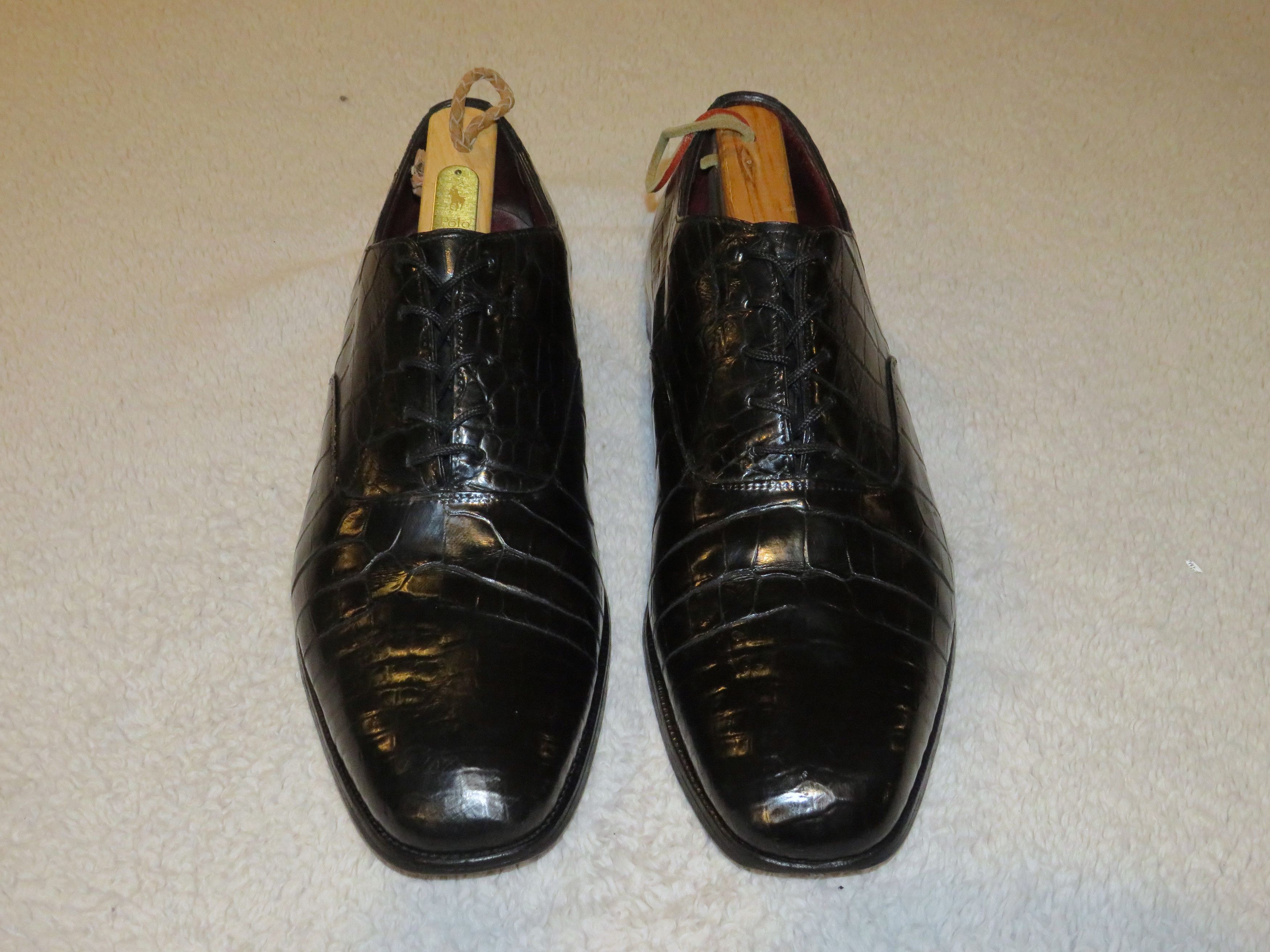 Edward Green × Ralph Lauren Purple Label Black Crocodile Leather Derby 9.5/10 Size US 10 / EU 43 - 1 Thumbnail