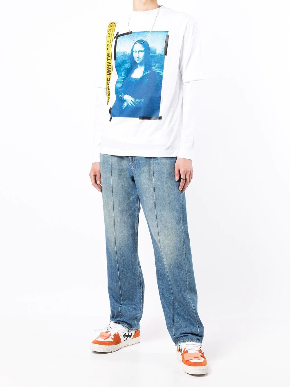 Off-White White Mona Lisa Double Layer Long Sleeve Logo T-Shirt Size XS / US 0-2 / IT 36-38 - 3 Thumbnail