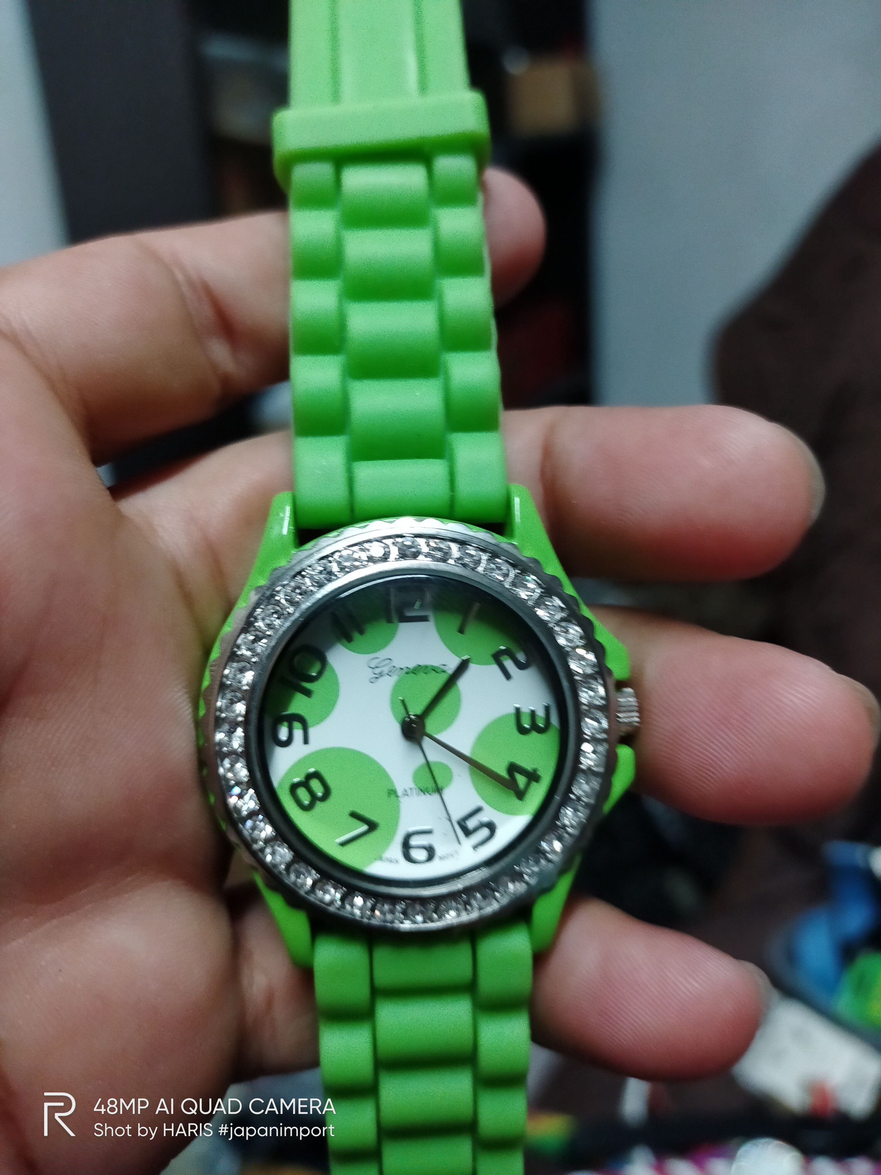 Designer × Vintage GREEN COOL 💥 GENEVA PLATINUM WATCH JAPAN DESIGN Size ONE SIZE - 3 Thumbnail