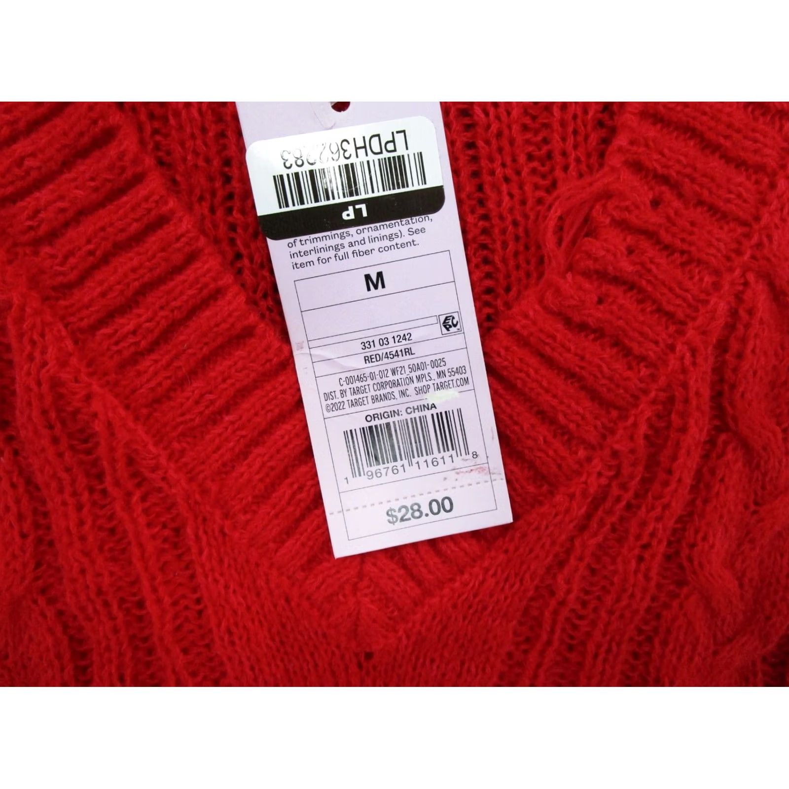 Vintage Wild Fable Women's Red Distressed Knit V Neck Pullover Sweater M NEW Size M / US 6-8 / IT 42-44 - 3 Thumbnail
