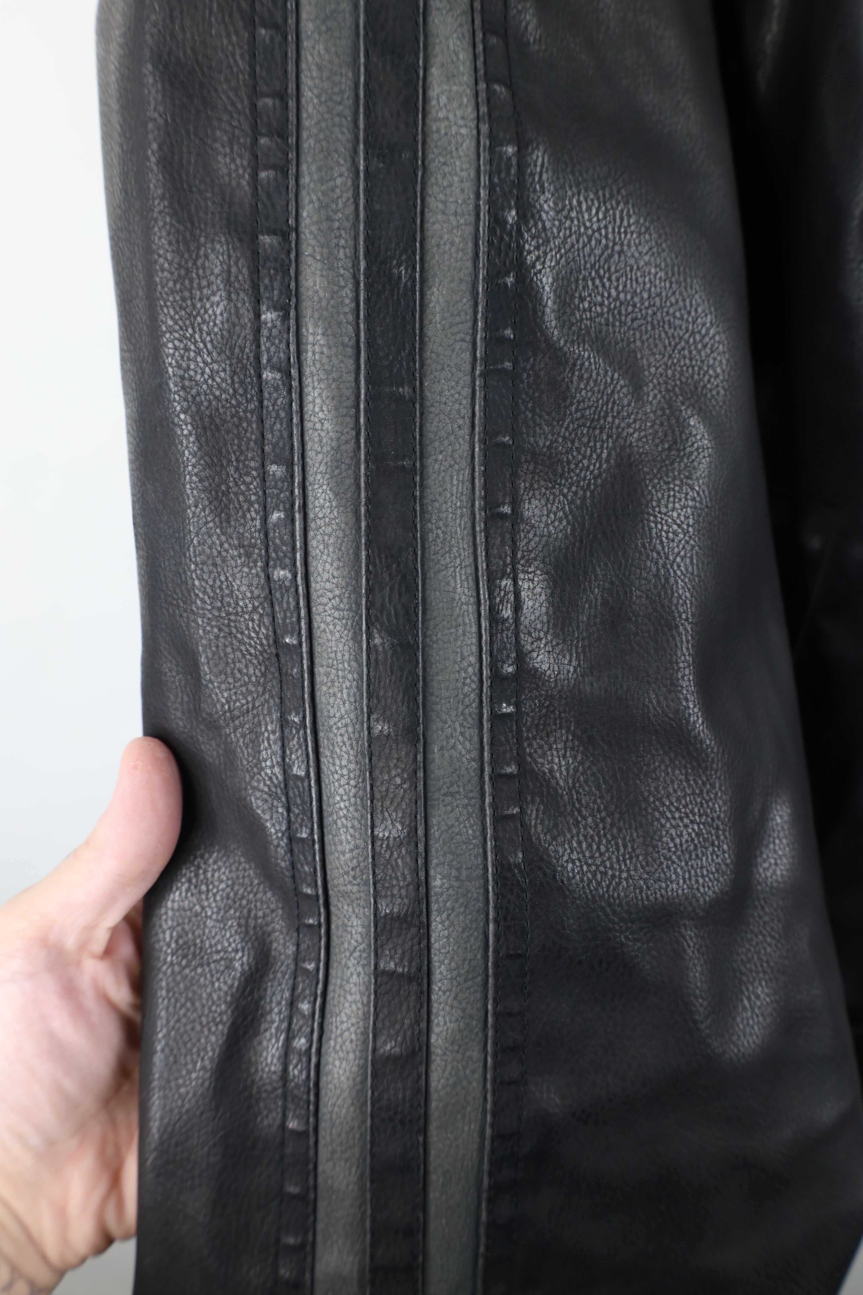 Vintage Vintage 90s Y2K Streetwear Hooded Leather Jacket Black Size US XL / EU 56 / 4 - 4 Thumbnail