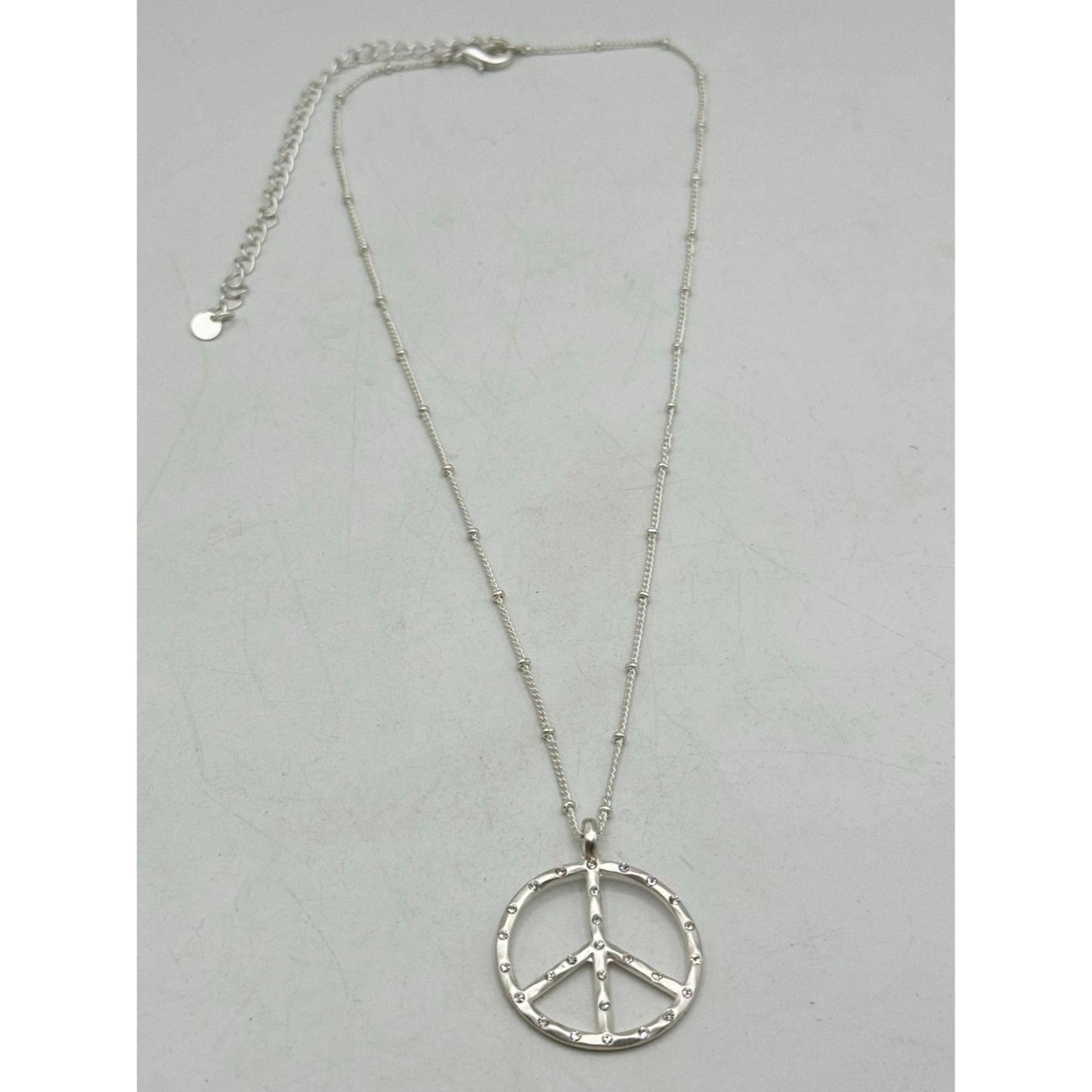 Vintage Vintage rhinestone peace sign pendant charm necklace Size ONE SIZE - 4 Thumbnail