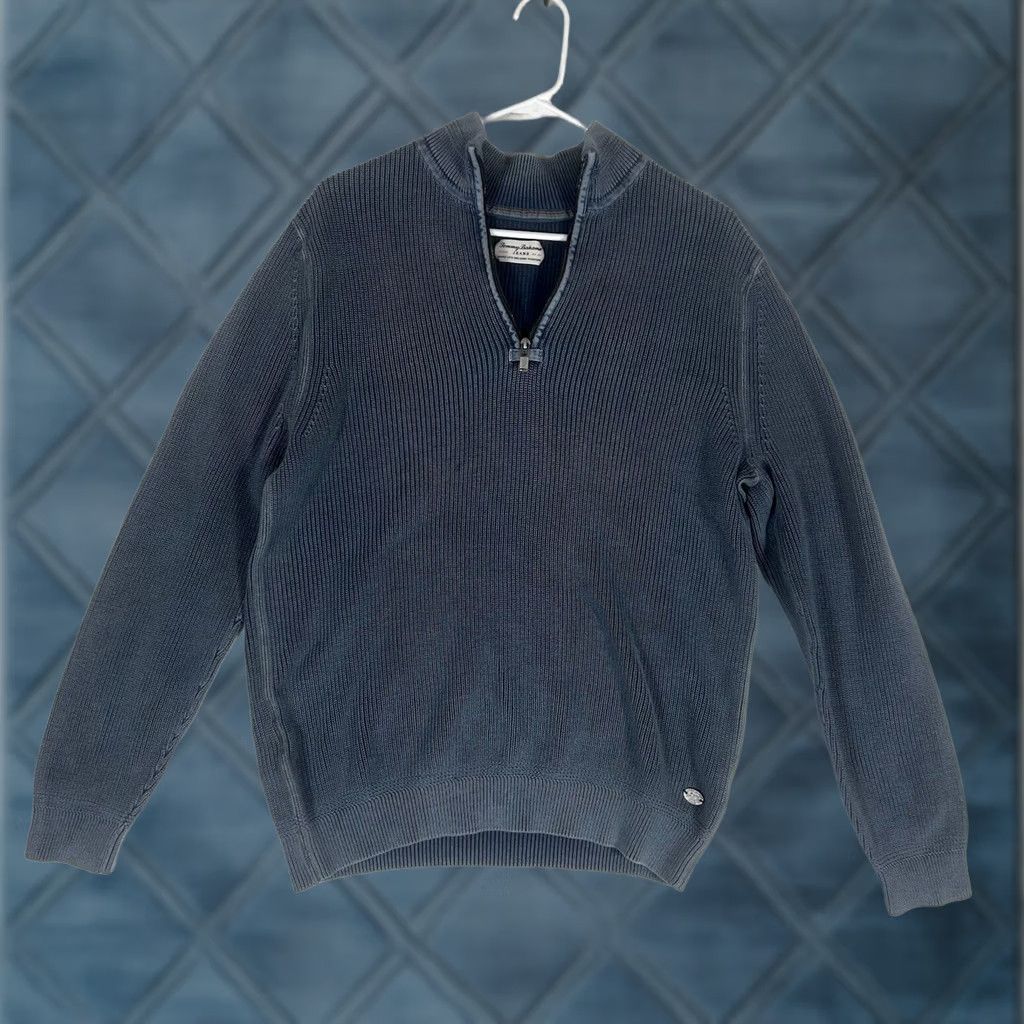 Tommy Bahama Tommy Bahama Pullover Knit Sweater Mens Large 100% Cotton 1/4 Zip L/S Casual Blue Size US L / EU 52-54 / 3 - 1 Thumbnail