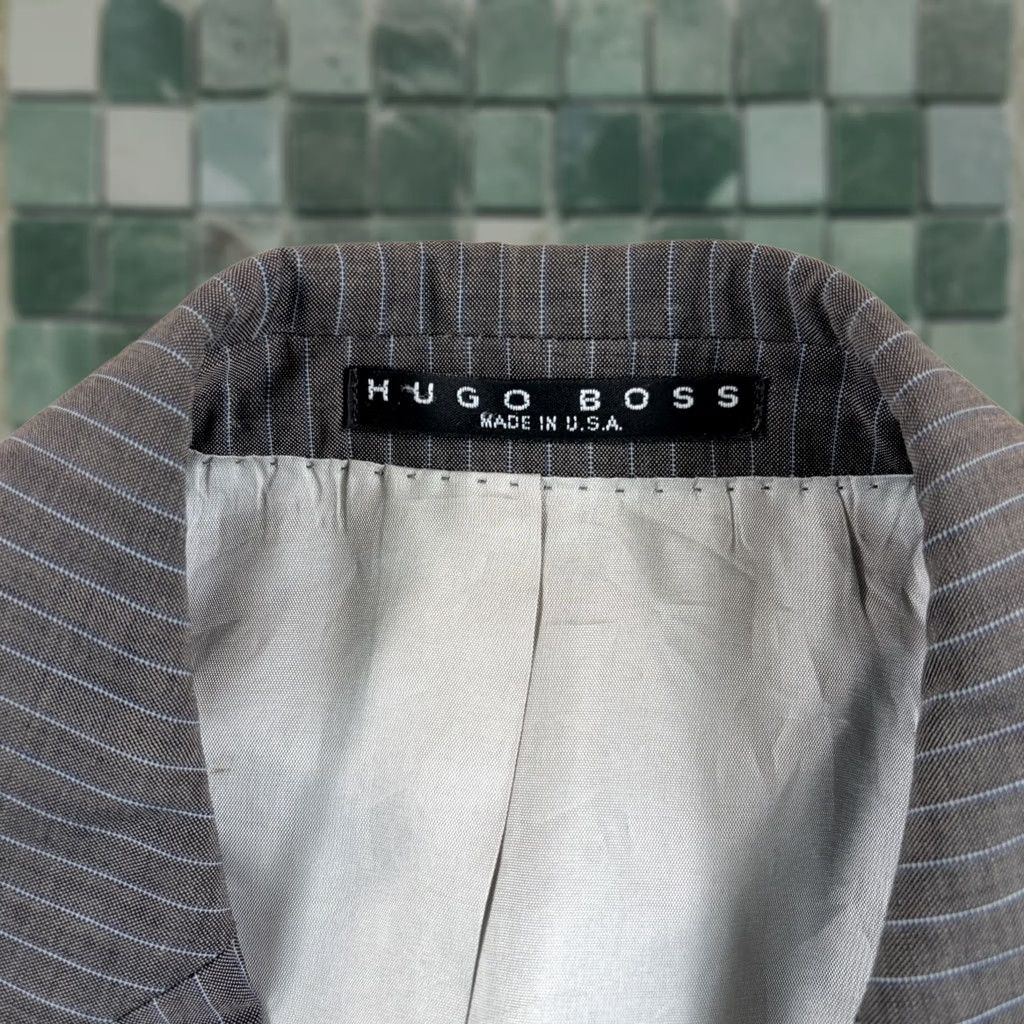 Hugo Boss Suit 2 Piece Men 40 Regular Grey Striped Wool Made In Usa 34x27.5 in Gray, Men's (Size 40r)