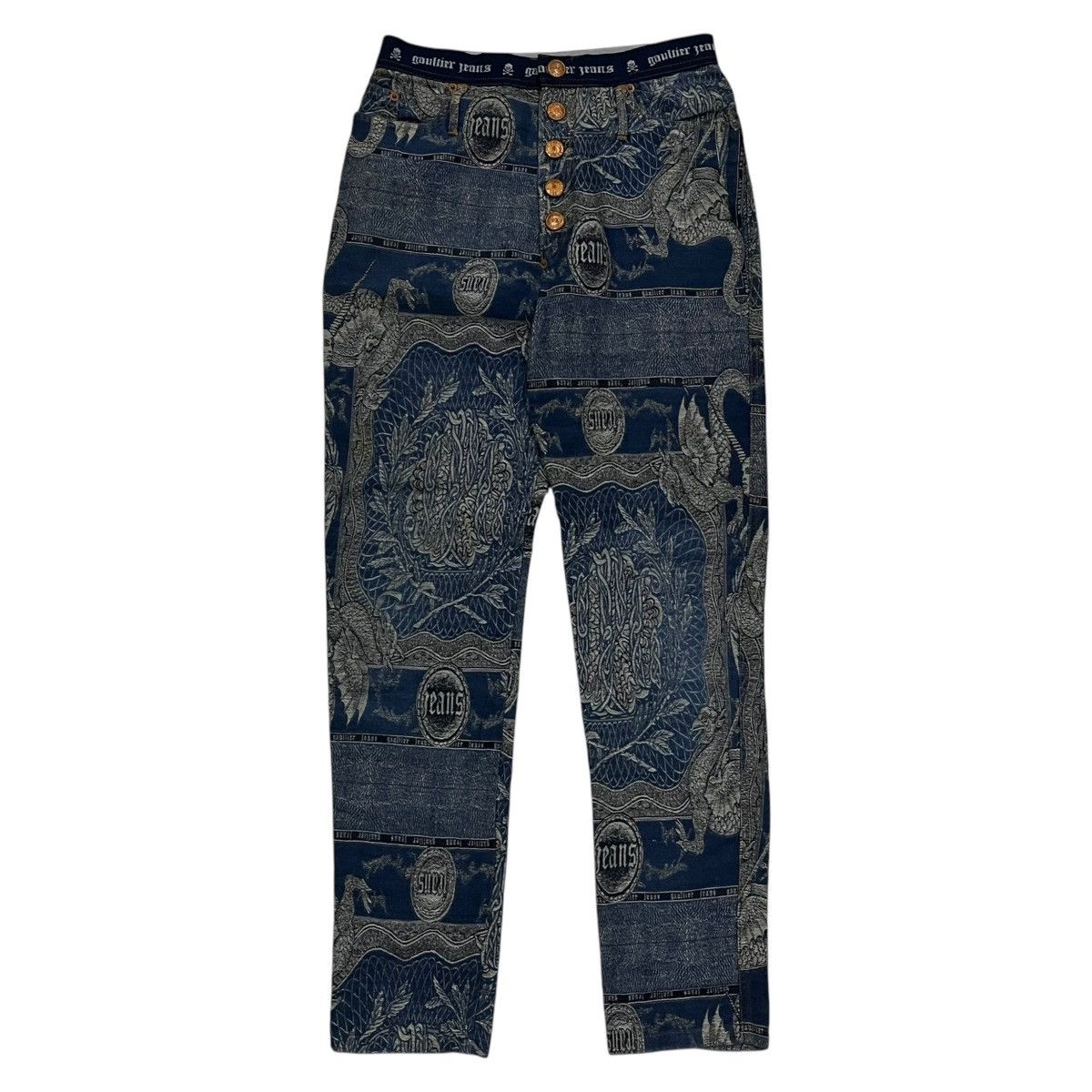 Jean Paul Gaultier × Vintage 💥RARE💥FW94 Jean Paul Gaultier Dragon Tatto Jeans Size US 28 / EU 44 - 2 Thumbnail
