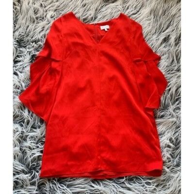 MILLY Milly $750 Designer Dress Made in USA S Red Silk Blend V-Nec Size S / US 4 / IT 40 - 1 Thumbnail