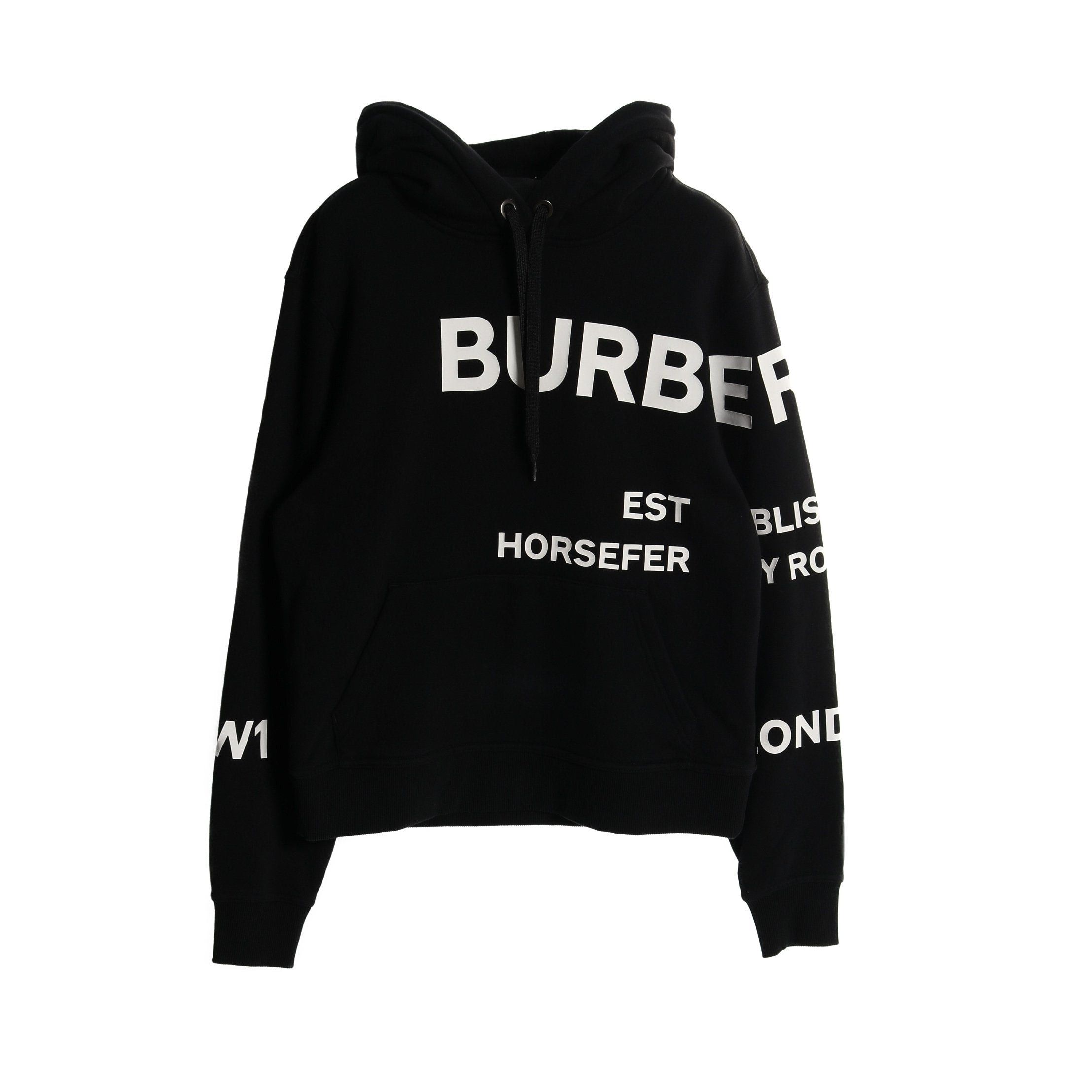 Burberry Poulter Hfh Horseferry Pullover Hoodie Cotton Black White