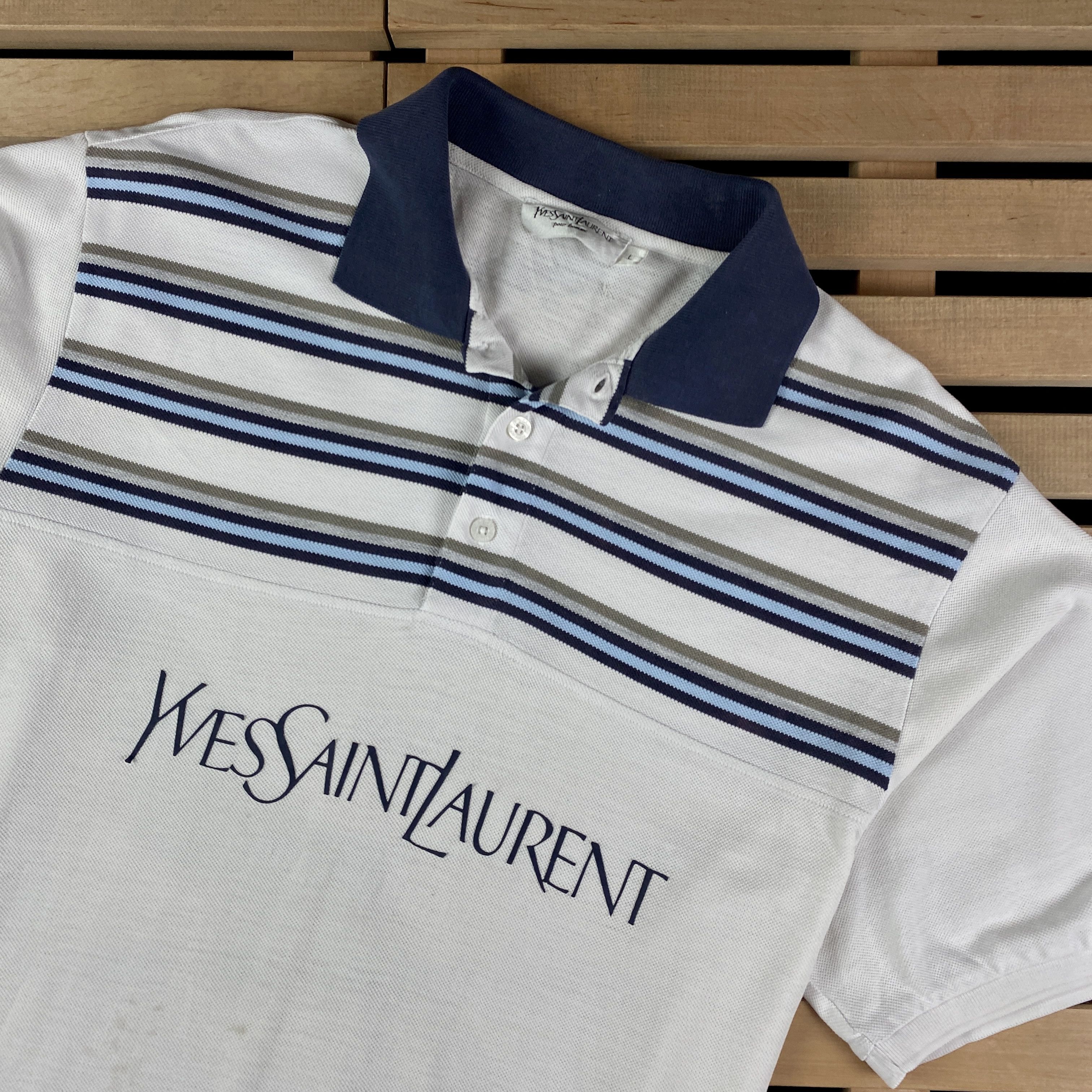 Vintage × Yves Saint Laurent Mens Polo T-Shirt Yves Saint Laurent Vintage Big Logo Size L Size US L / EU 52-54 / 3 - 2 Thumbnail